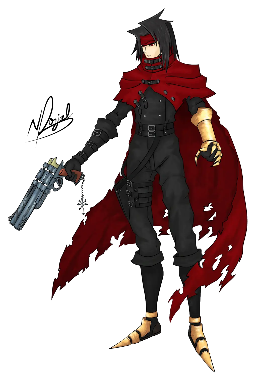 Fantasy Character with Gun and Red Cape