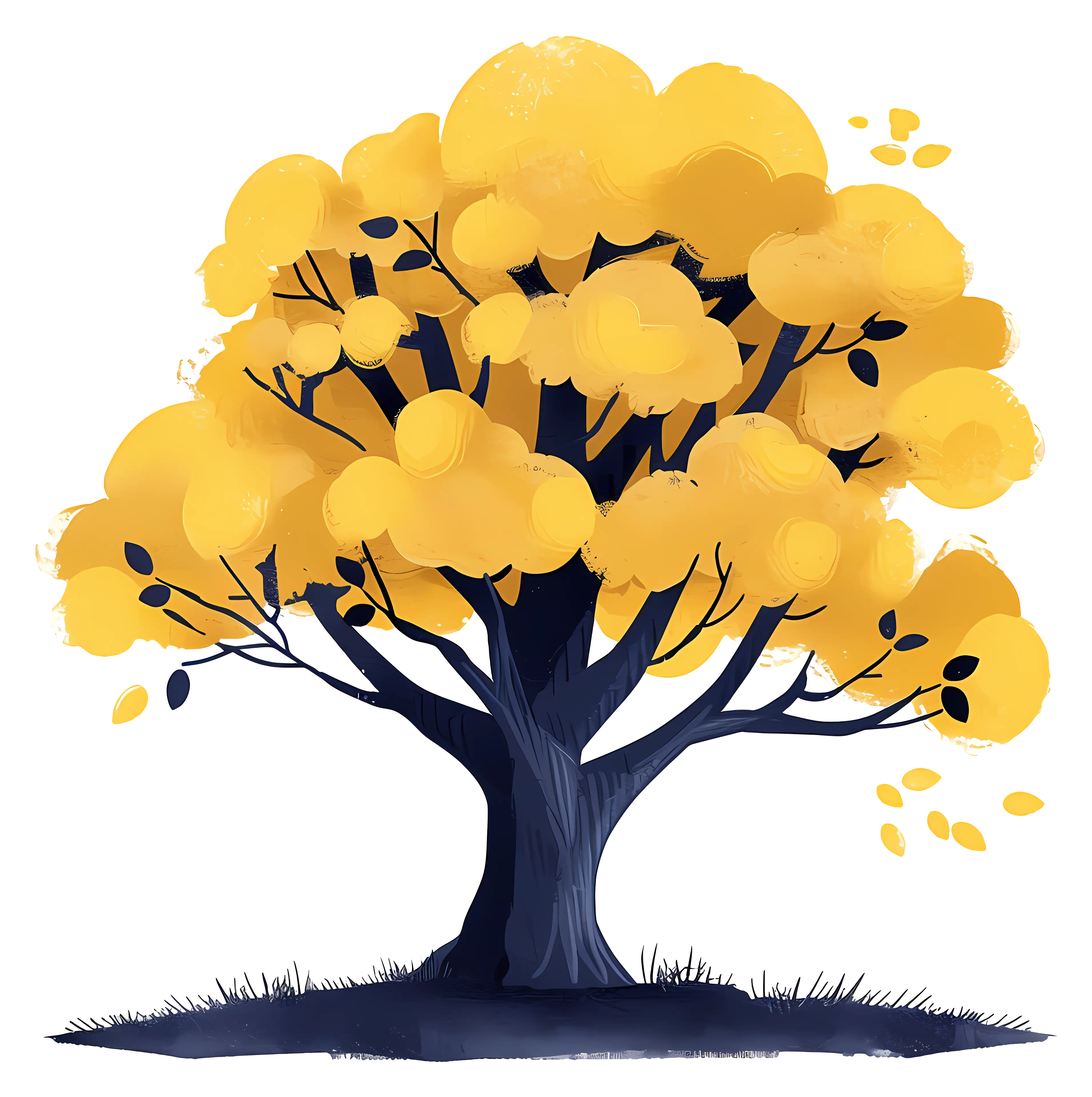 Bright Yellow-leafed Tree Illustration