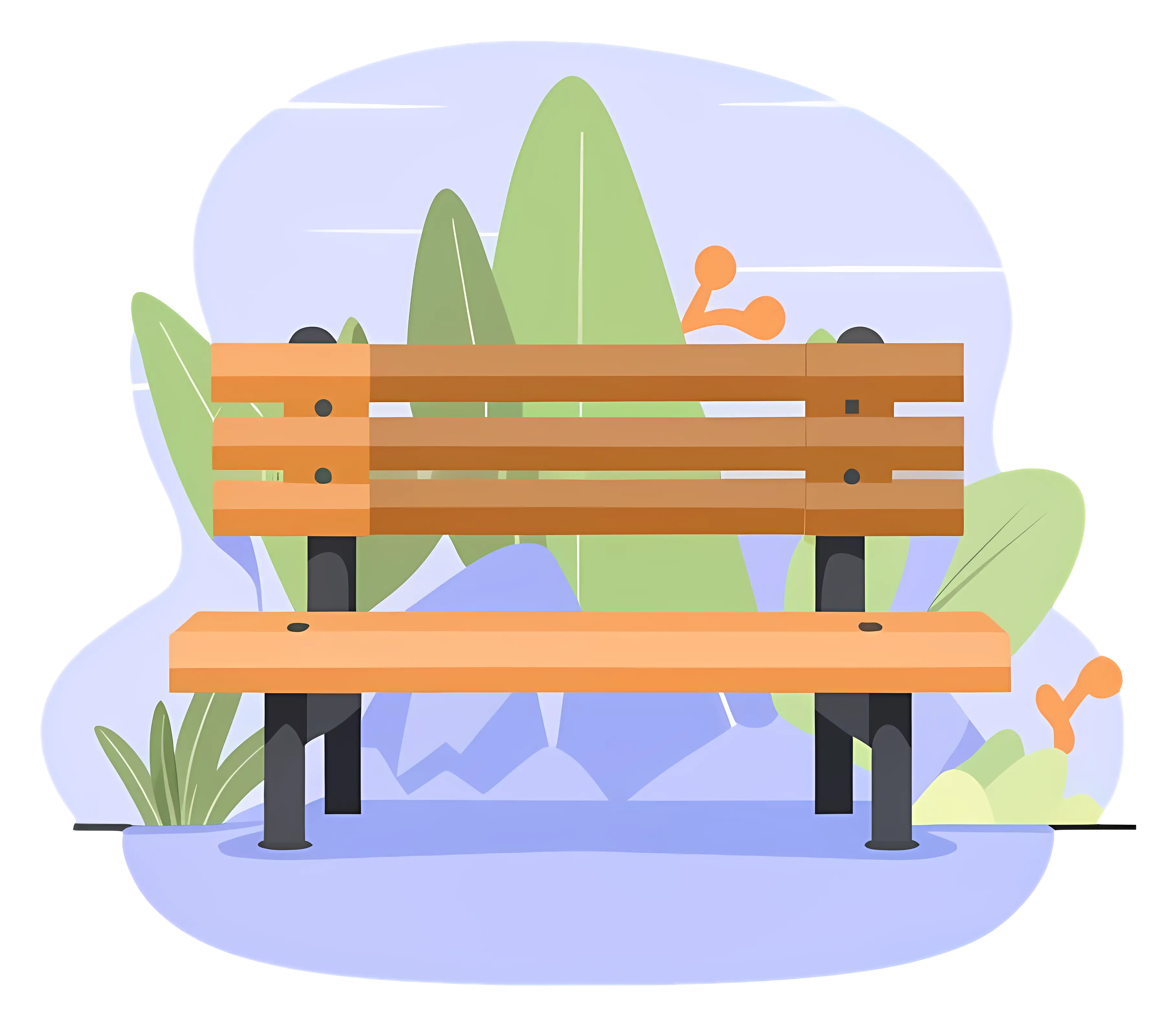 Wooden Bench in a Park