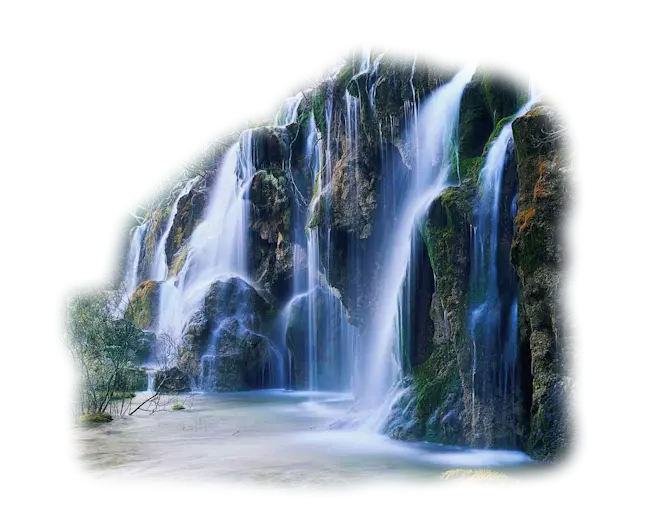 Cascading Waterfall in Natural Landscape