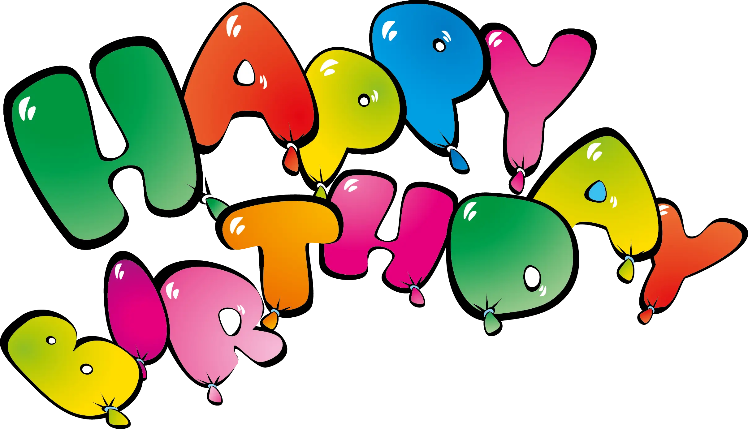 Colorful Happy Birthday Text with Balloon Effects