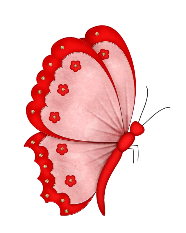Elegant Red Butterfly with Floral Wings
