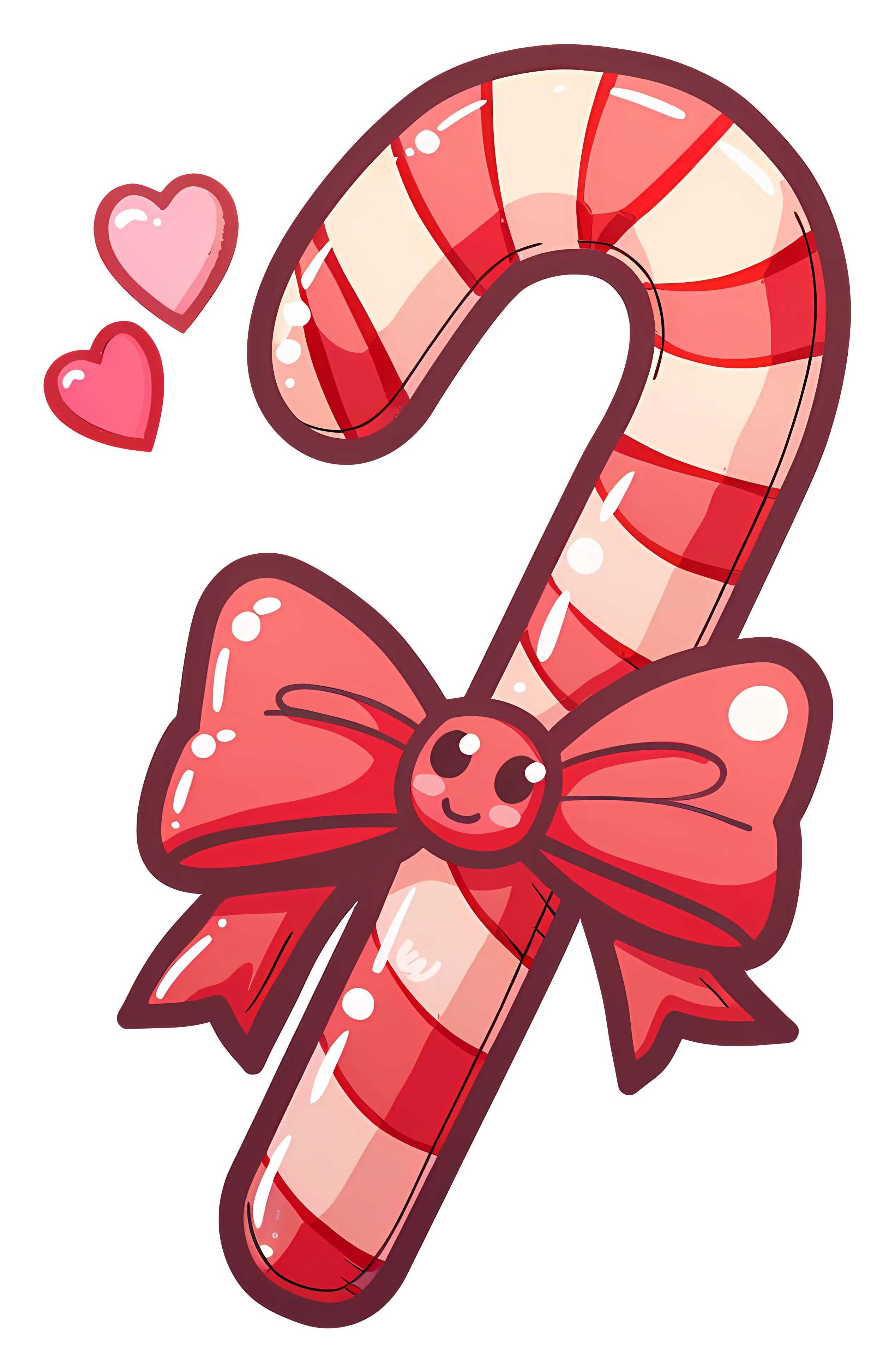 Festive Candy Cane with a Bow for Christmas
