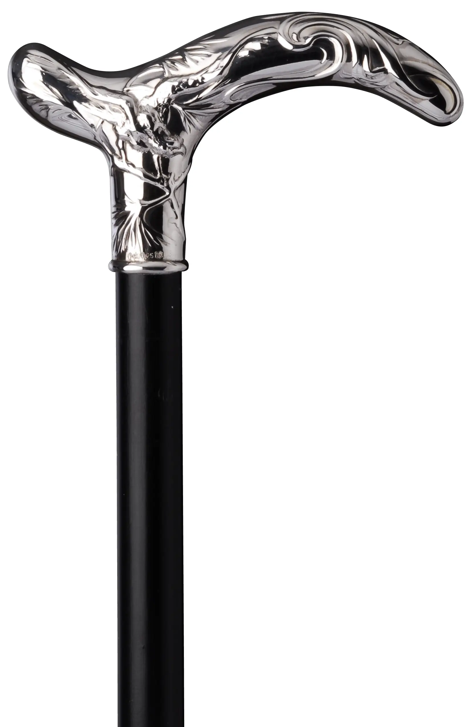 Elegant Walking Cane with Silver Handle