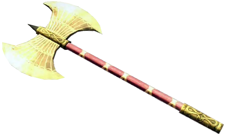 Golden Double-Bladed Axe with Ornate Details