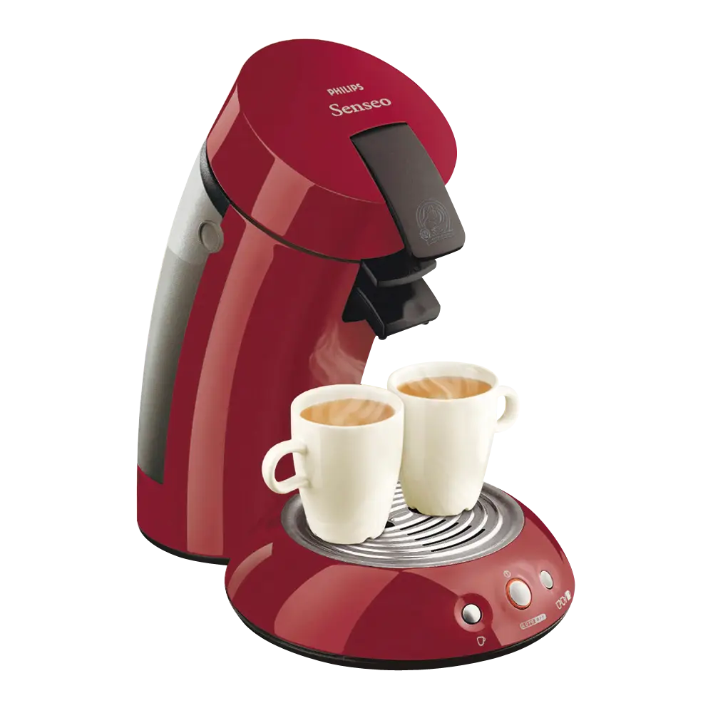 Red Coffee Maker with Two Cups