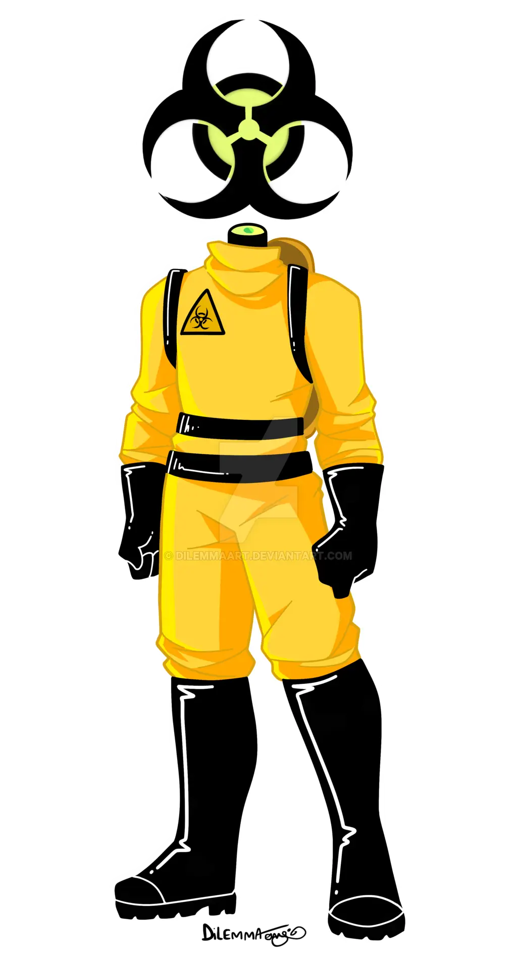 Yellow Hazmat Suit with Biohazard Symbol