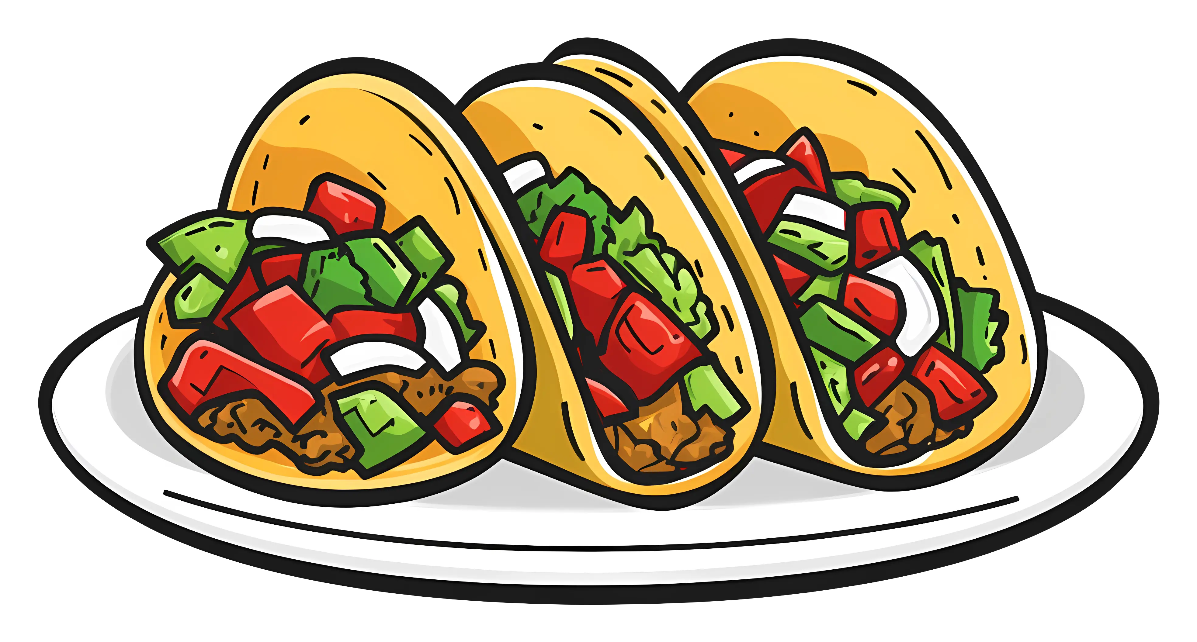 Delicious Mexican Cartoon Tacos on a Plate