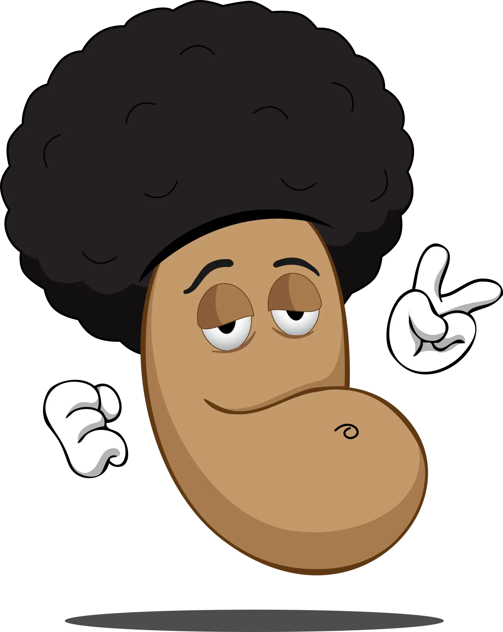Cartoon Bean with Afro and Peace Sign