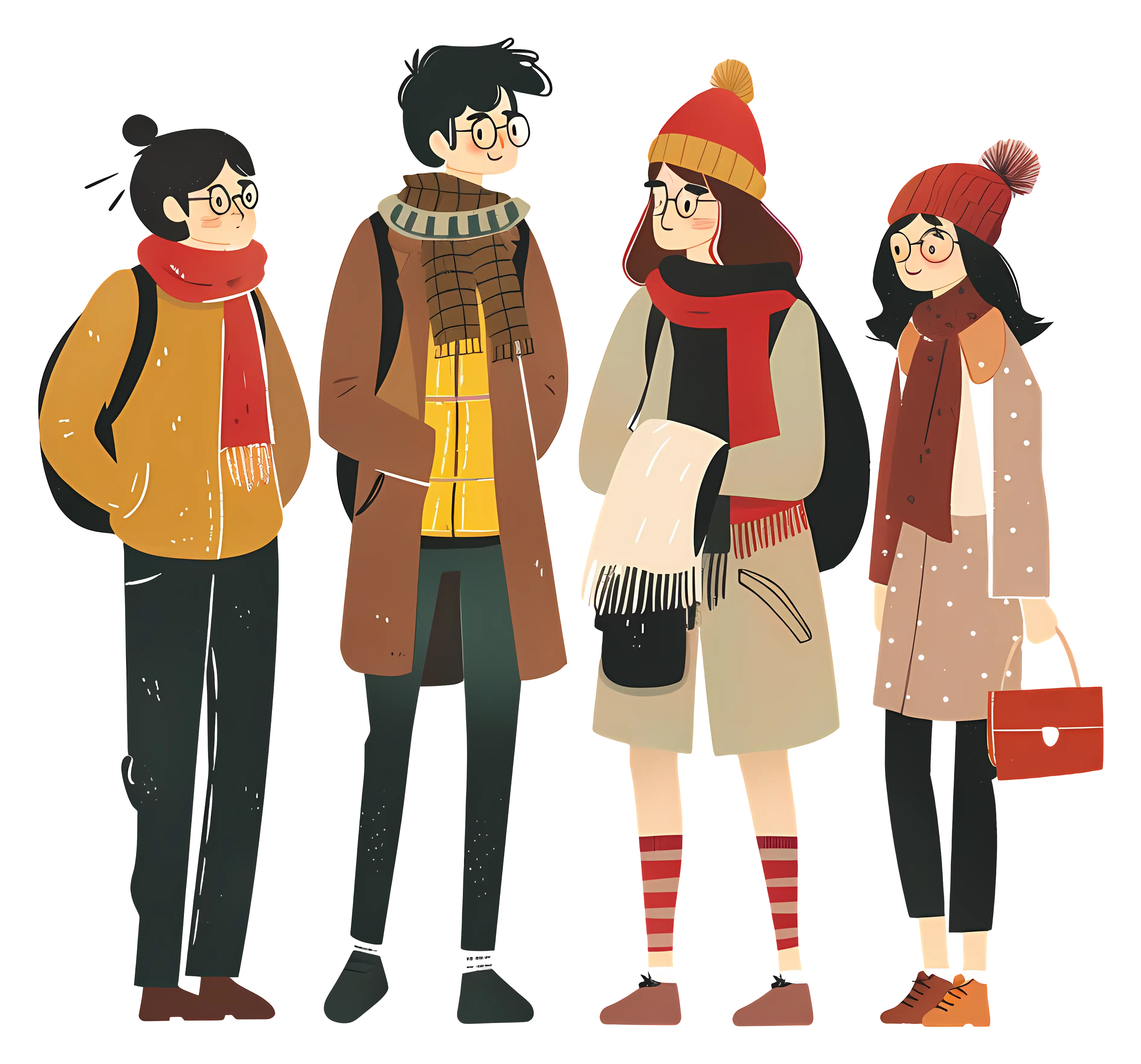 Group of People in Winter Clothes
