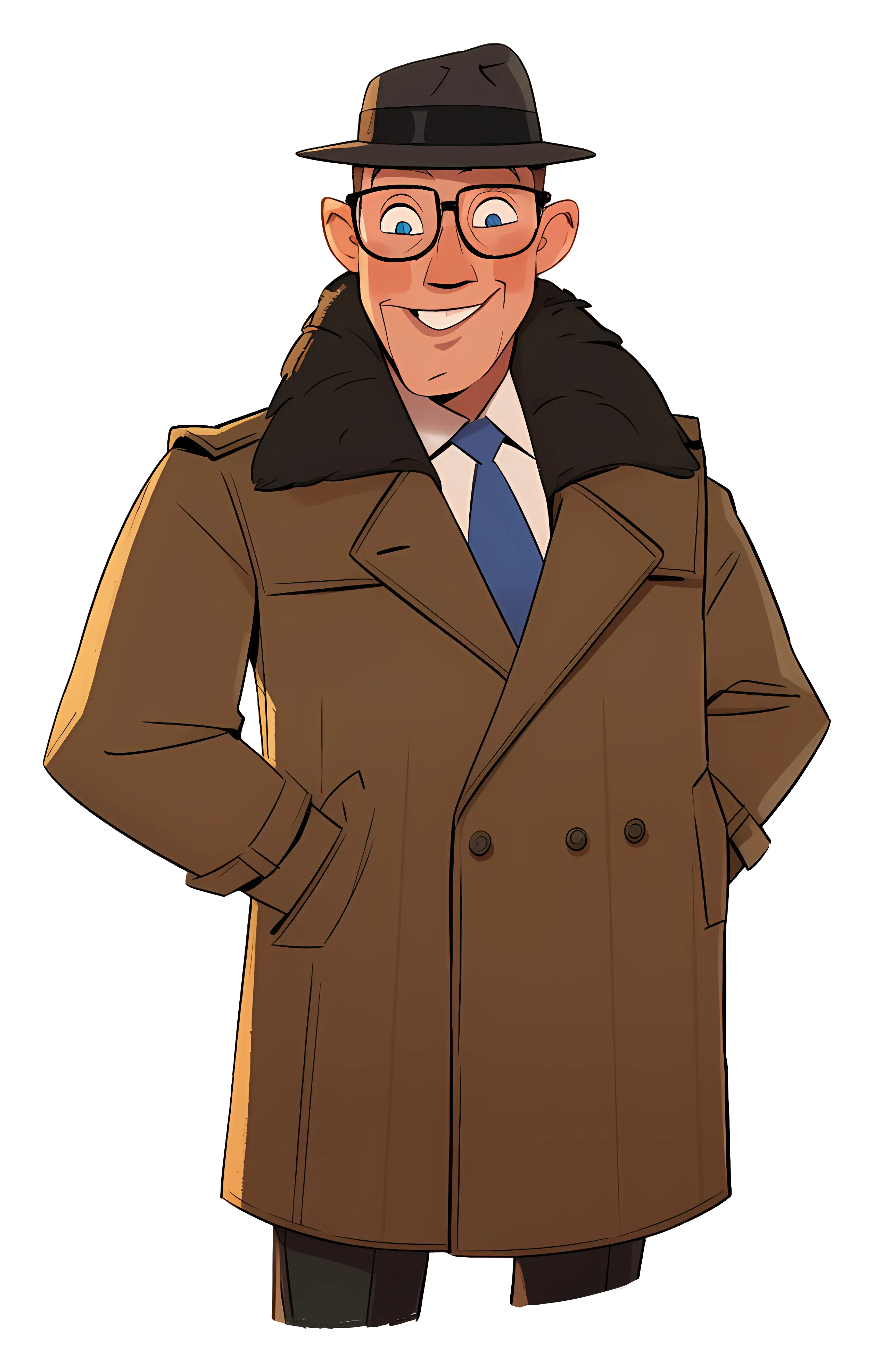 Man in Coat and Hat Illustration