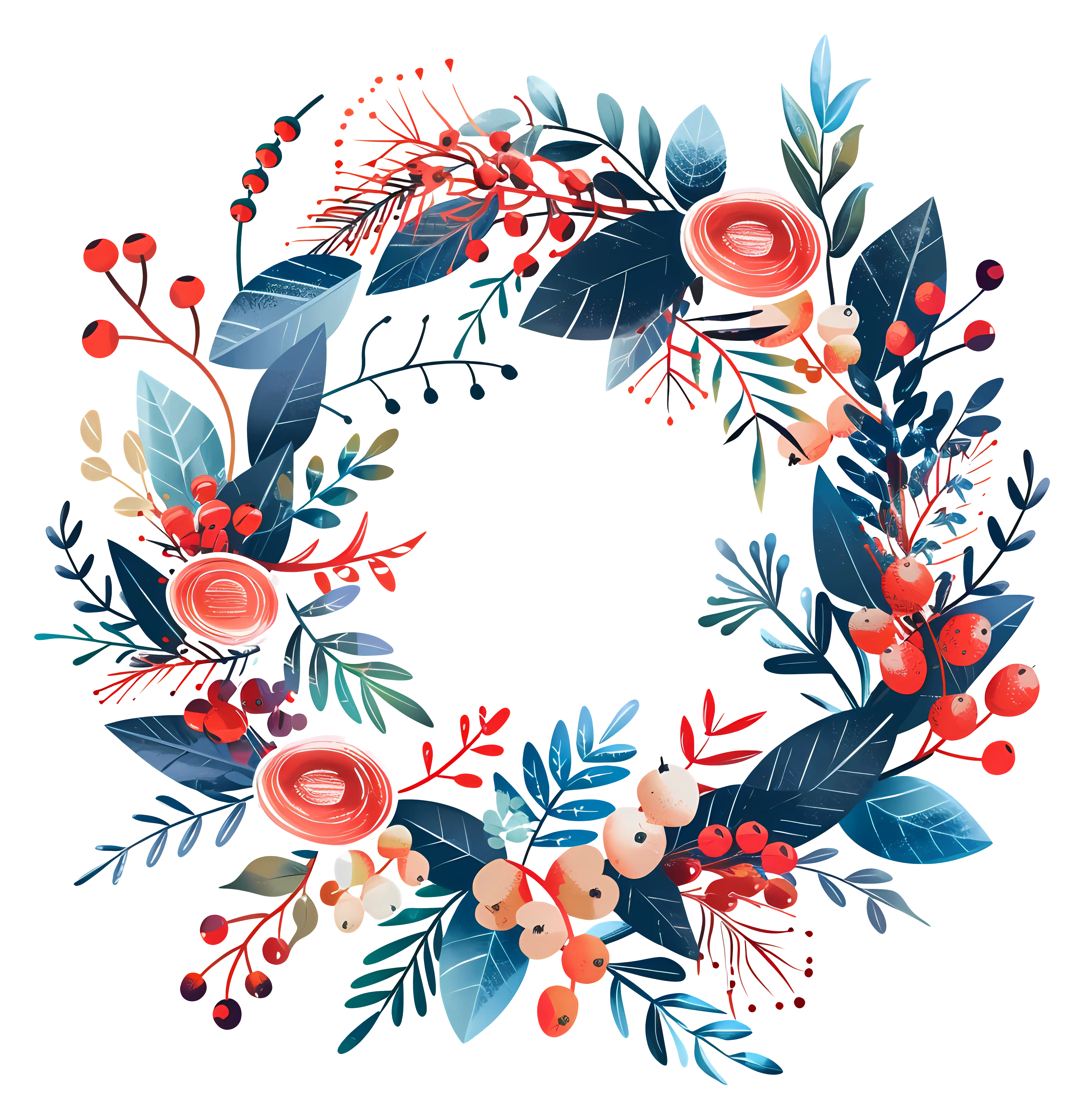 Decorative Floral Wreath with Colorful Leaves