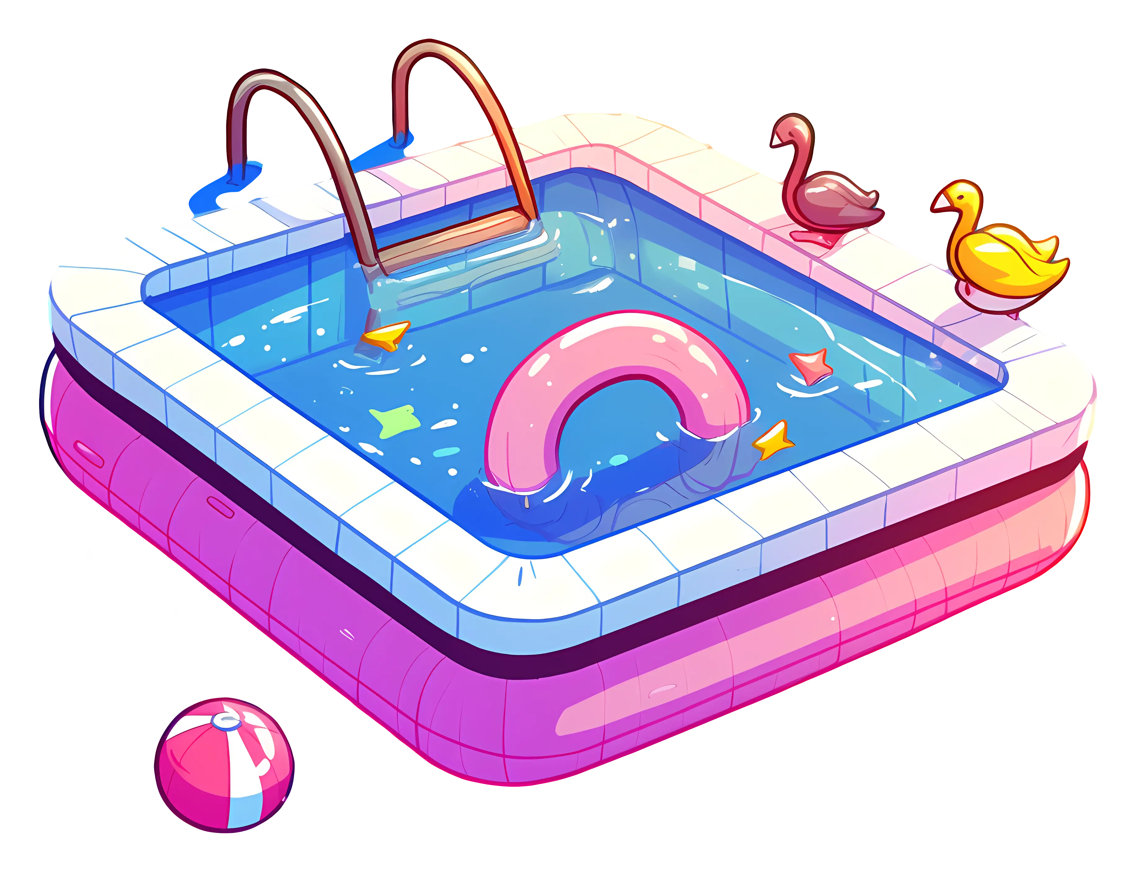 Colorful inflatable pool with toys