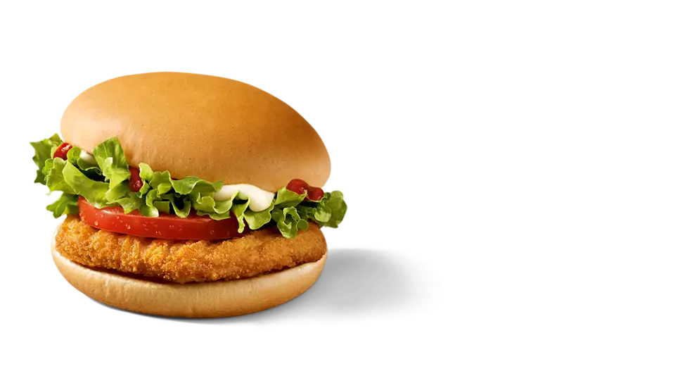Fast Food Chicken Burger with Lettuce and Tomato