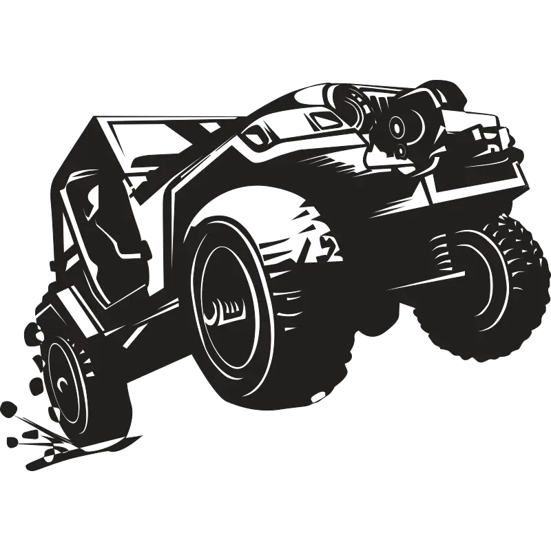 Black-and-White Off-Road Jeep Sketch Illustration