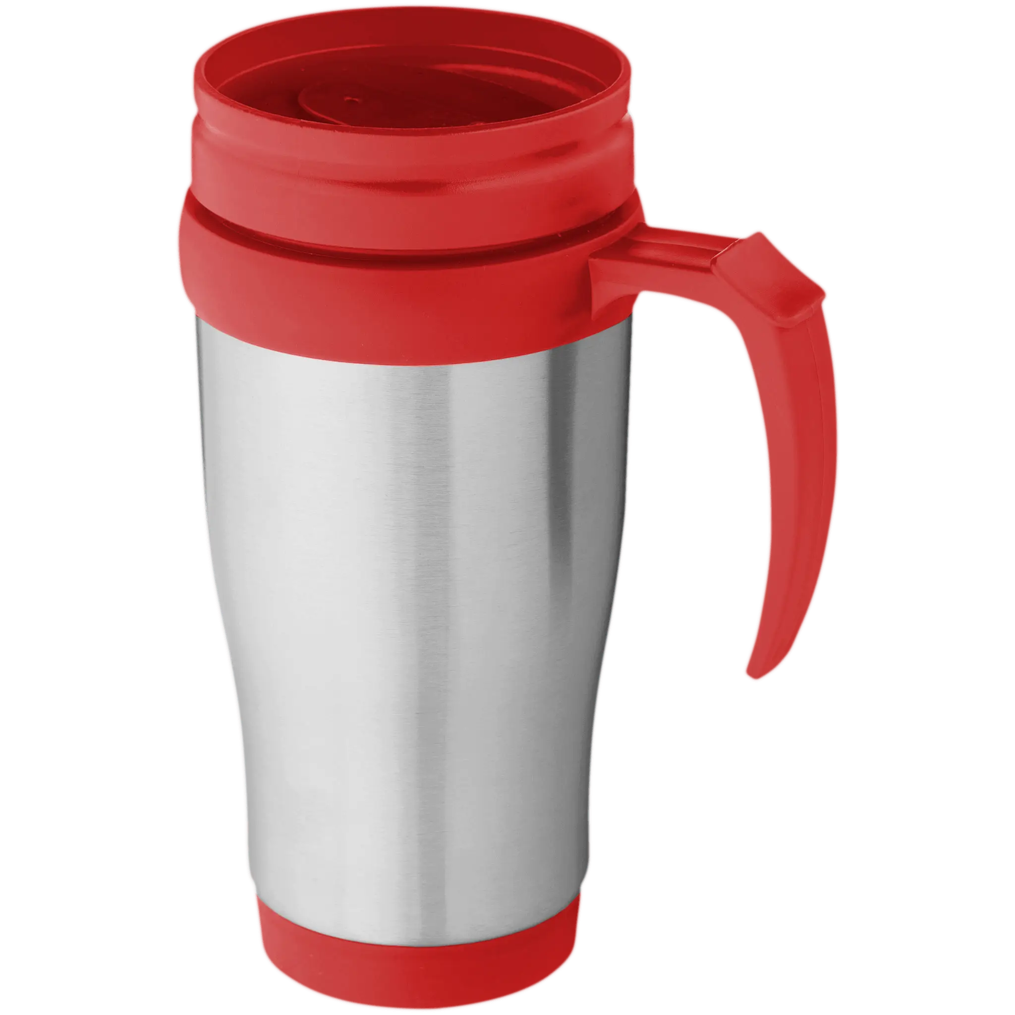 Red and Stainless Steel Travel Mug