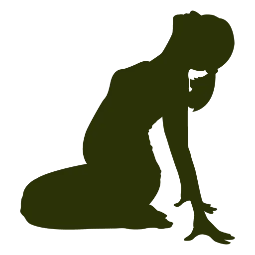 Woman Kneeling Silhouette in Meditation Pose