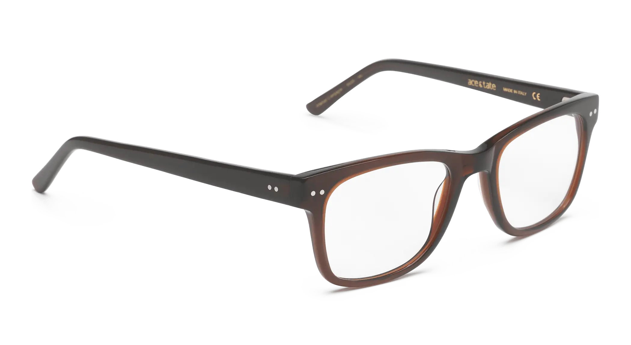 Brown Rectangular Clear Lens Eyeglasses