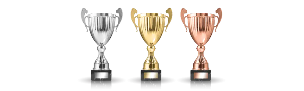 Gold, Silver, and Bronze Trophies