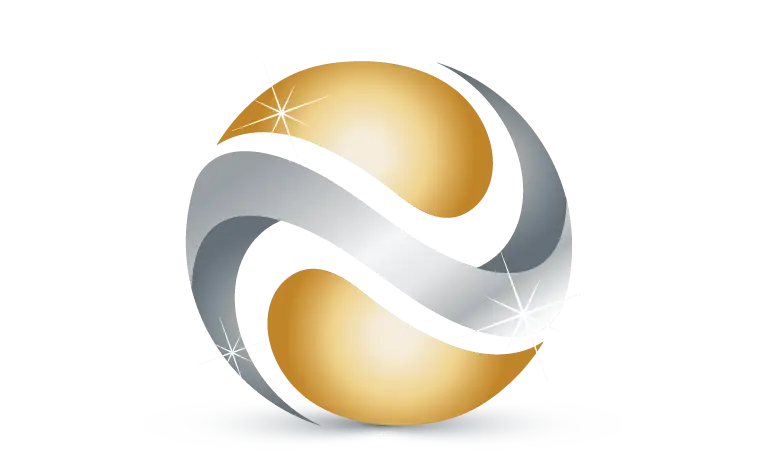 Shiny Gold and Silver Abstract Sphere Logo