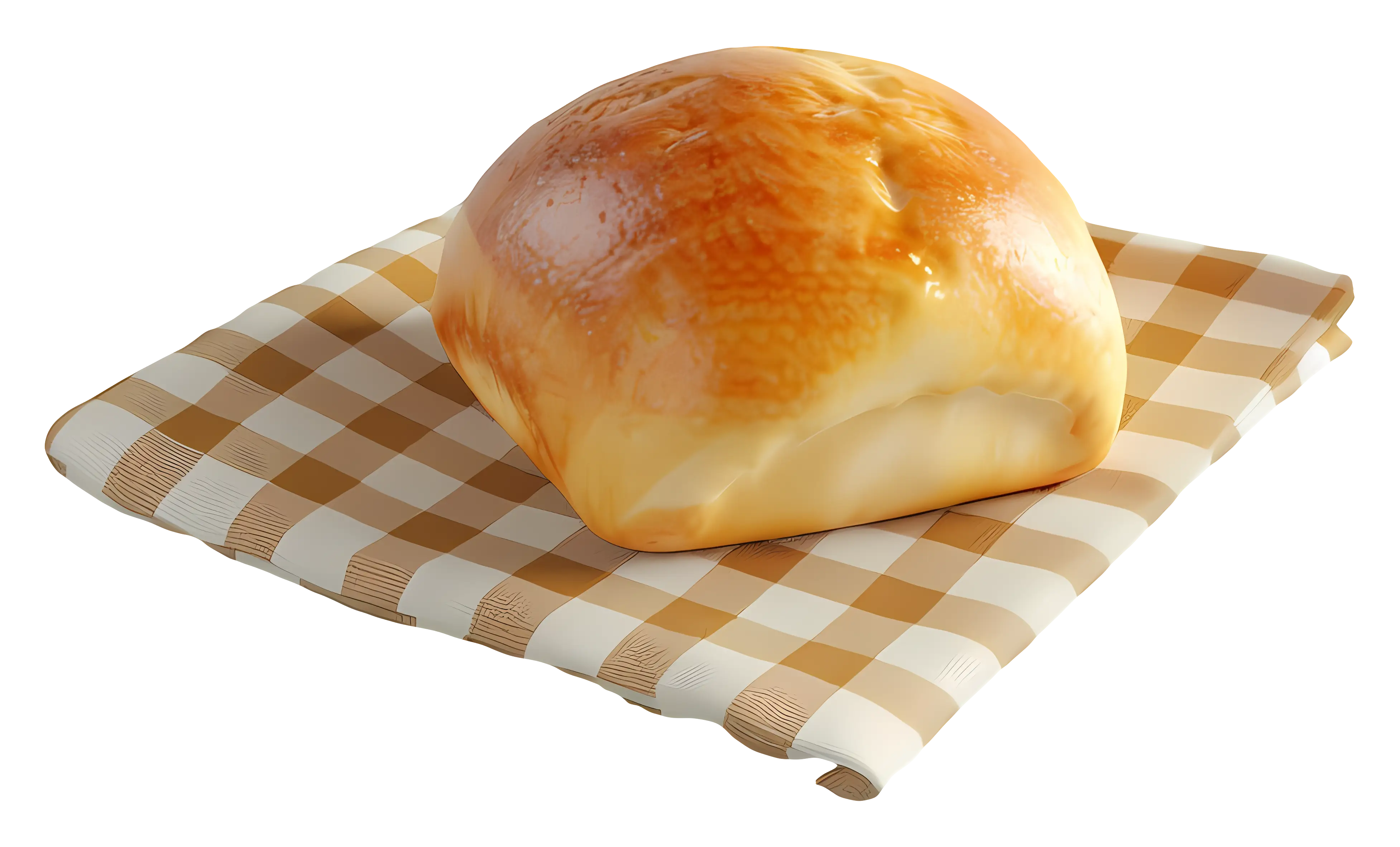 Freshly Baked Golden Bread on Checkered Cloth