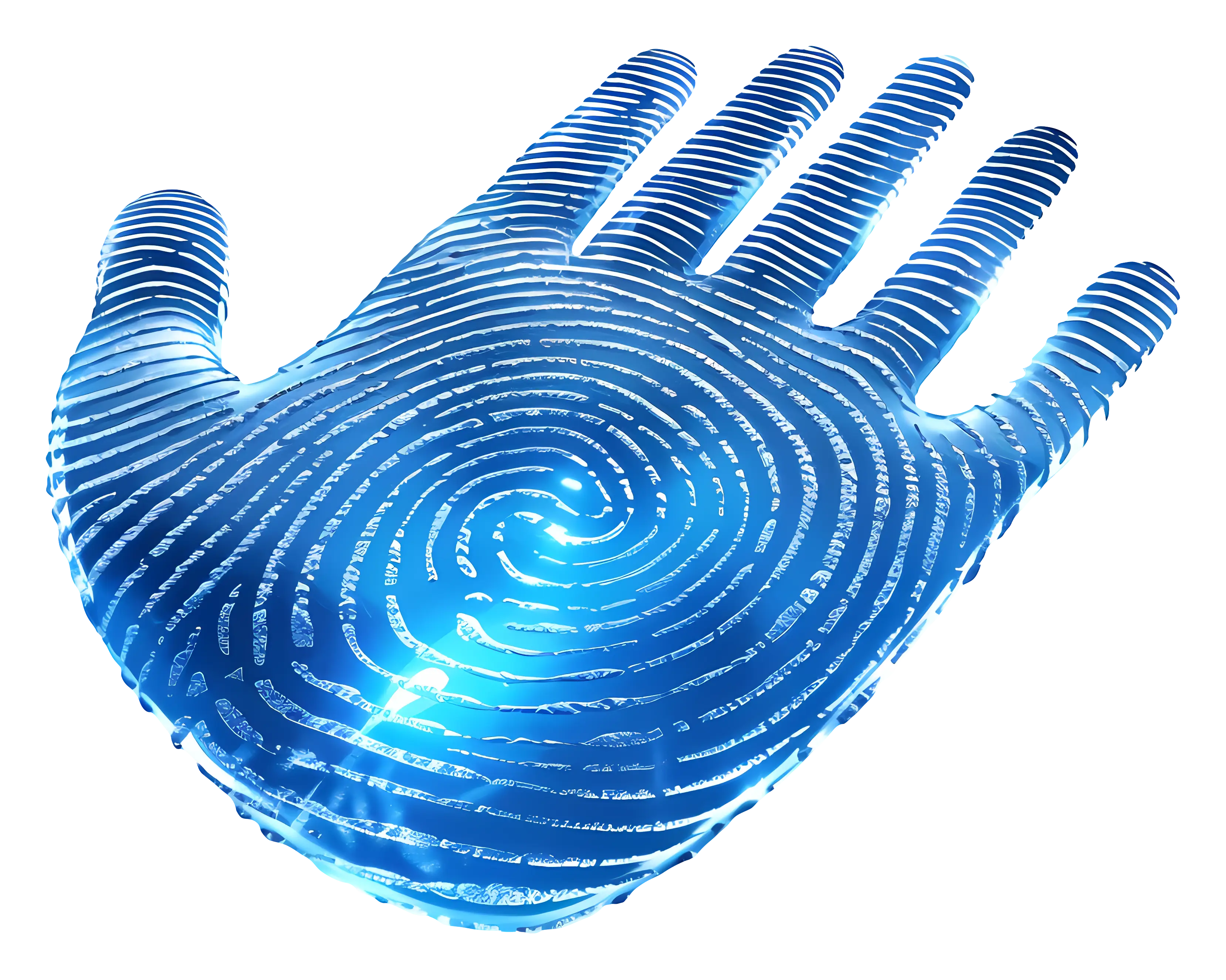 Blue Handprint with Finger Pattern for Security Concept