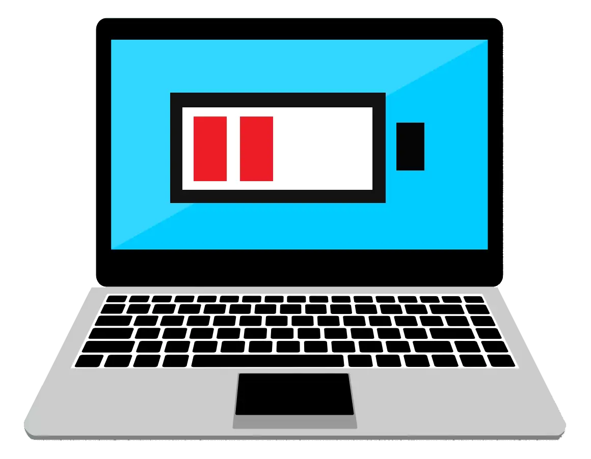Laptop with Low Battery Indicator