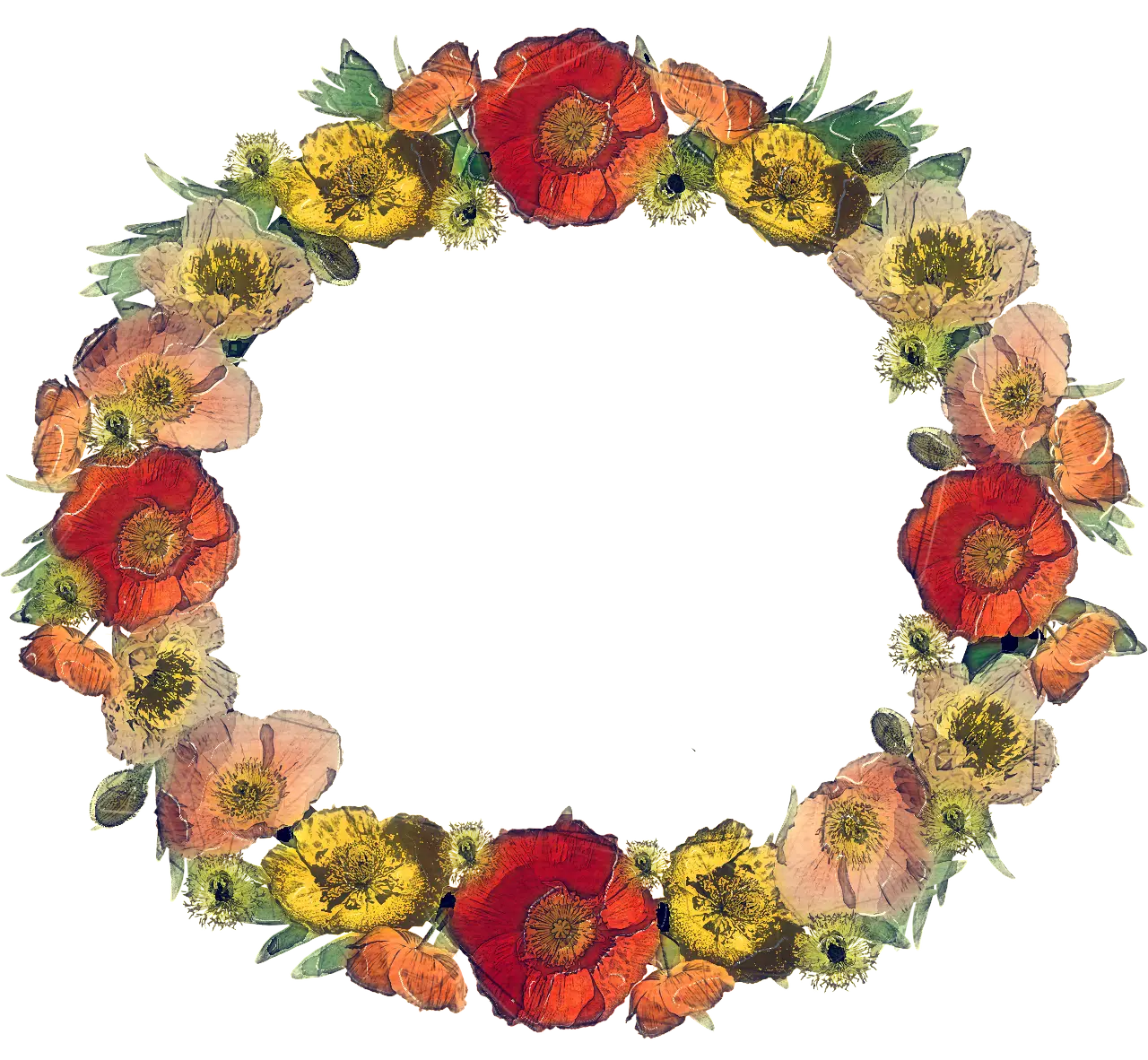 Hand-painted Watercolor Flower Wreath