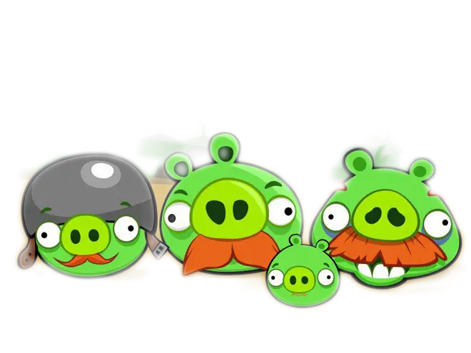 Green Cartoon Pigs with Mustaches