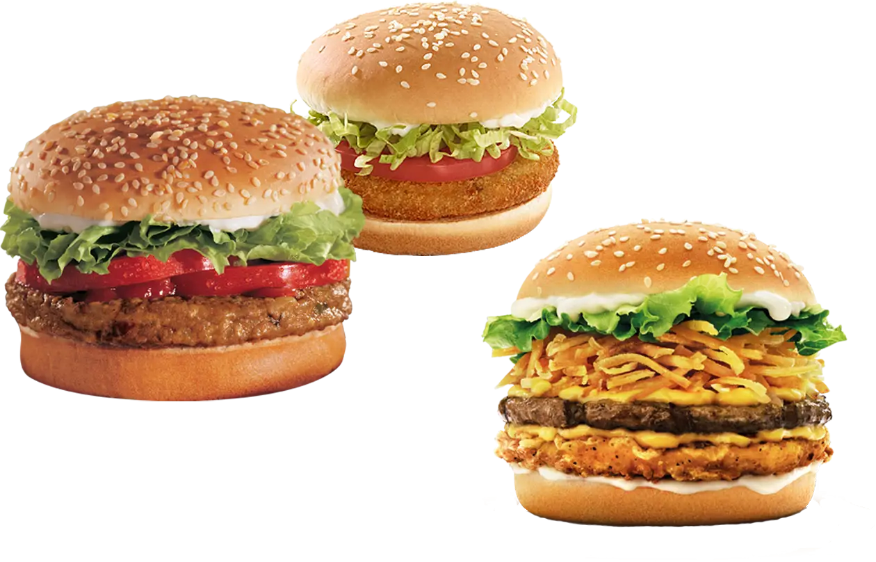 Three Burgers with Different Fillings