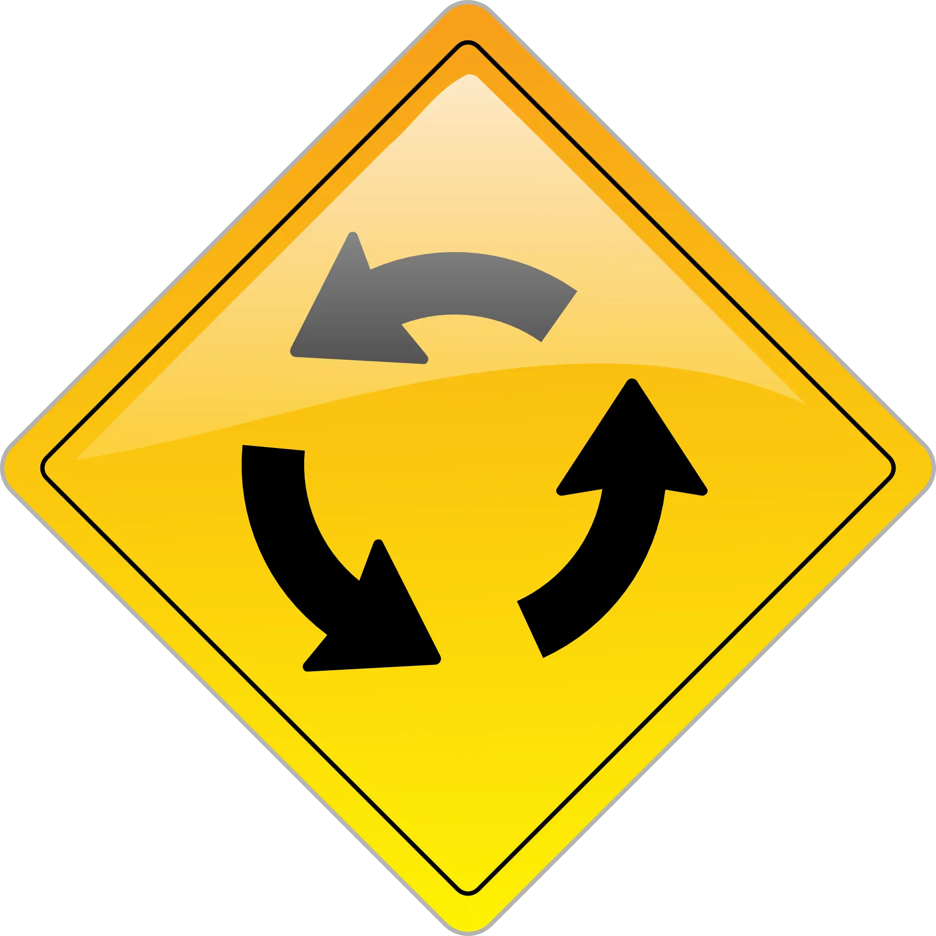 Yellow Roundabout Traffic Sign