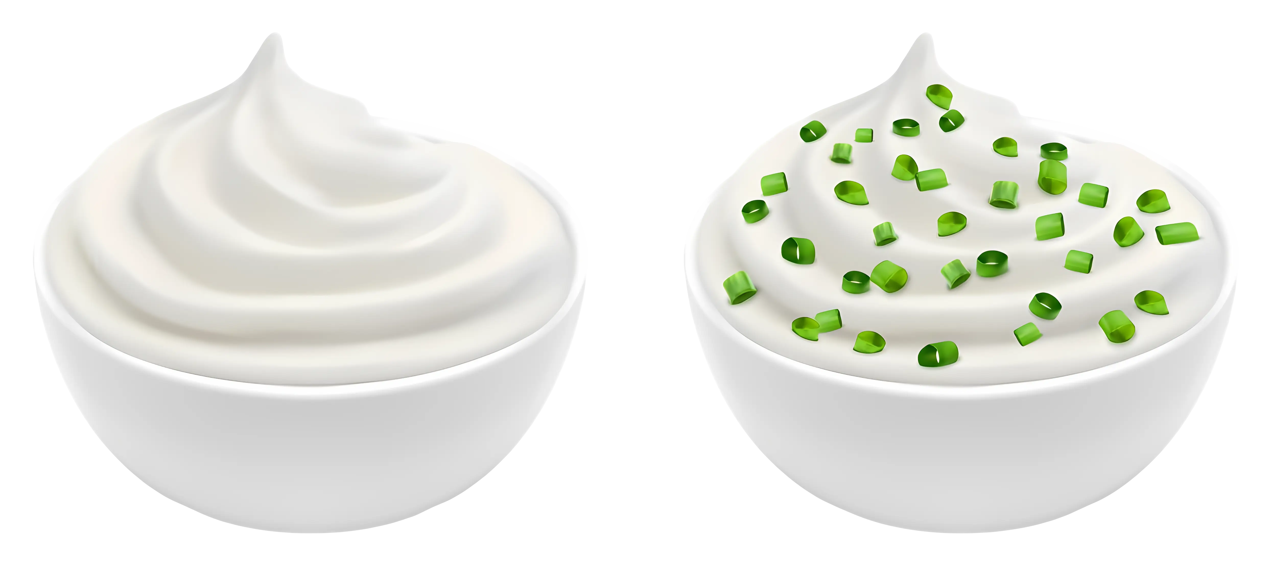 Bowls of Sour Cream with Chives