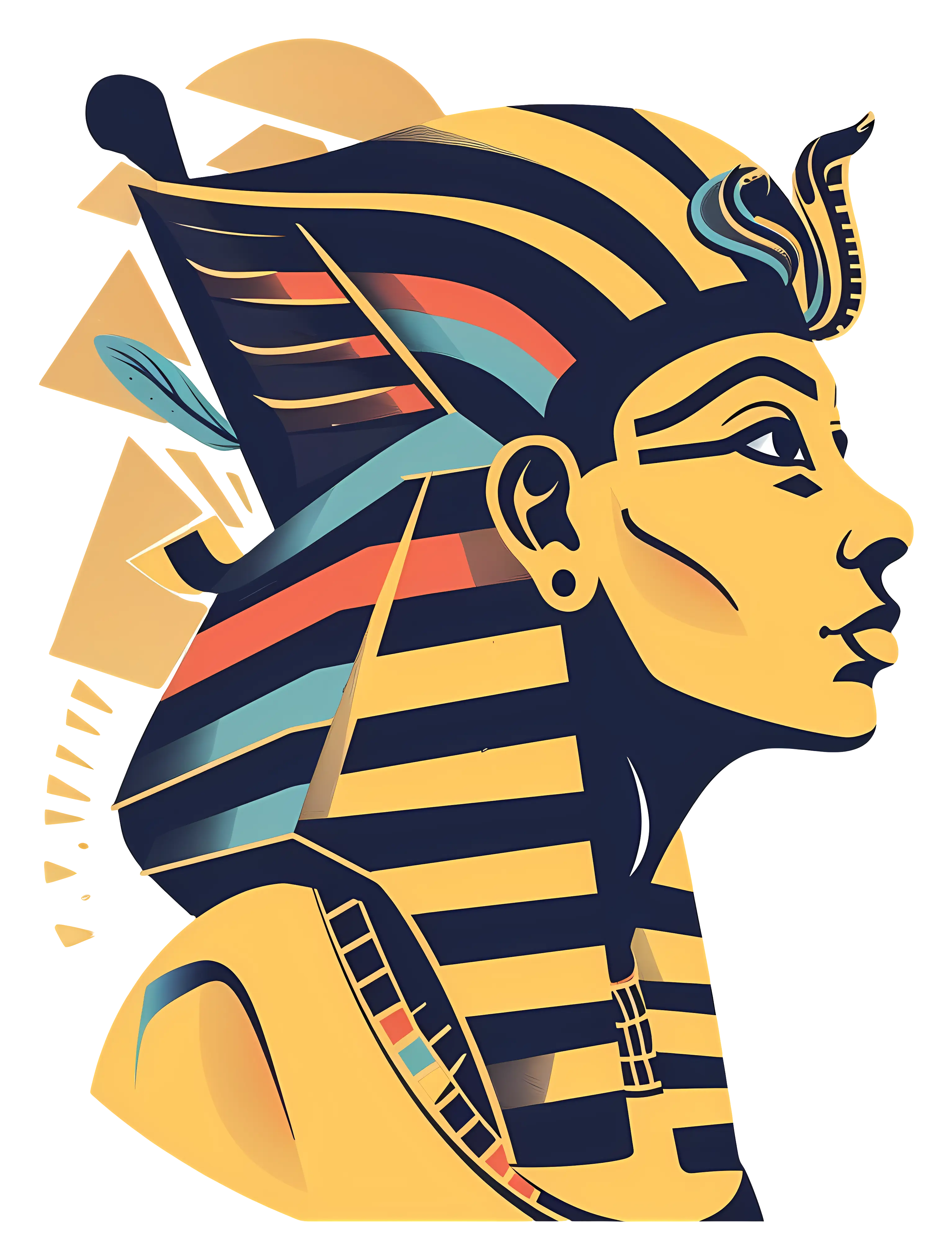 Colorful Pharaoh’s Side Profile Illustration