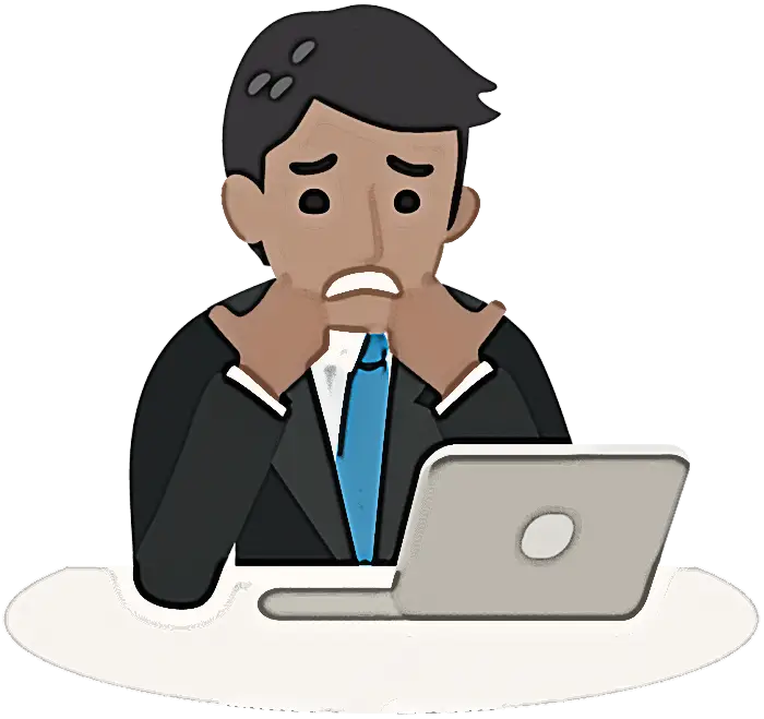 Stressed Worker Sitting at Laptop Illustration