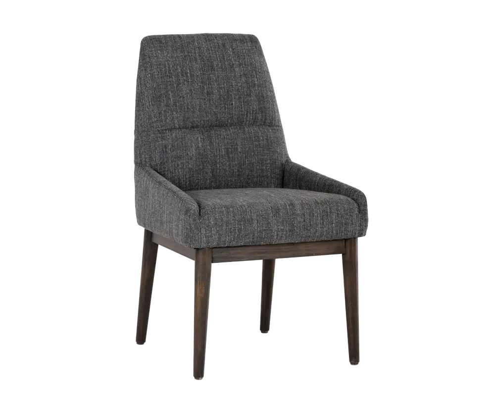 Stylish Grey Padded Chair with Wooden Legs