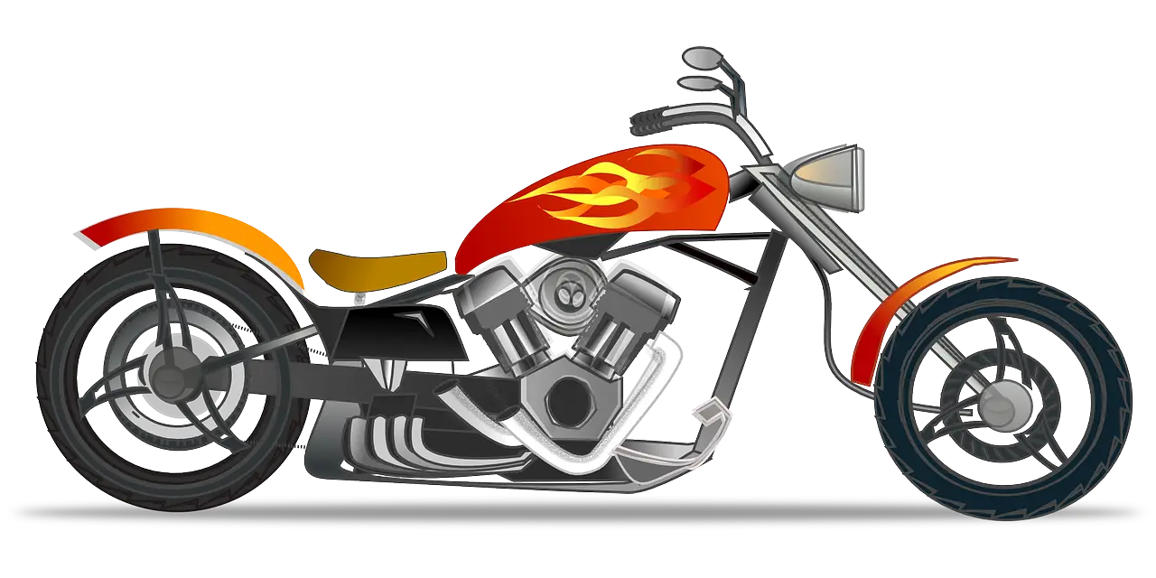 Fiery Red Motorcycle with Stylish Flame Design