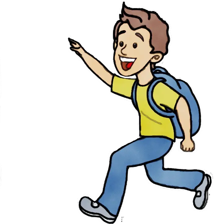 Child Running with Backpack Illustration