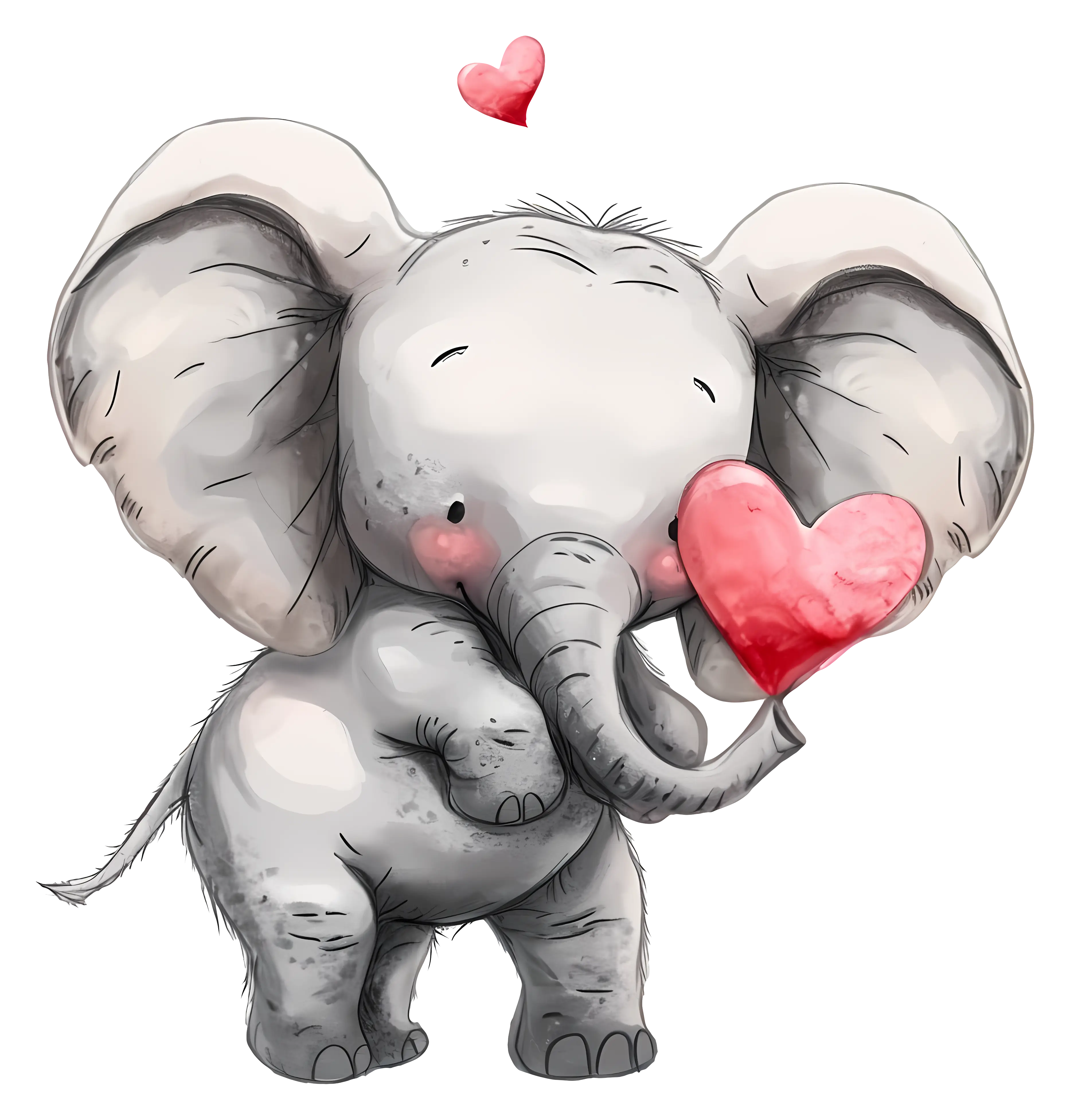 Adorable Cartoon Elephant with Heart Illustration