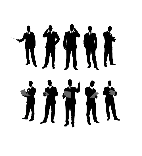 Silhouettes of Businessmen in Various Poses