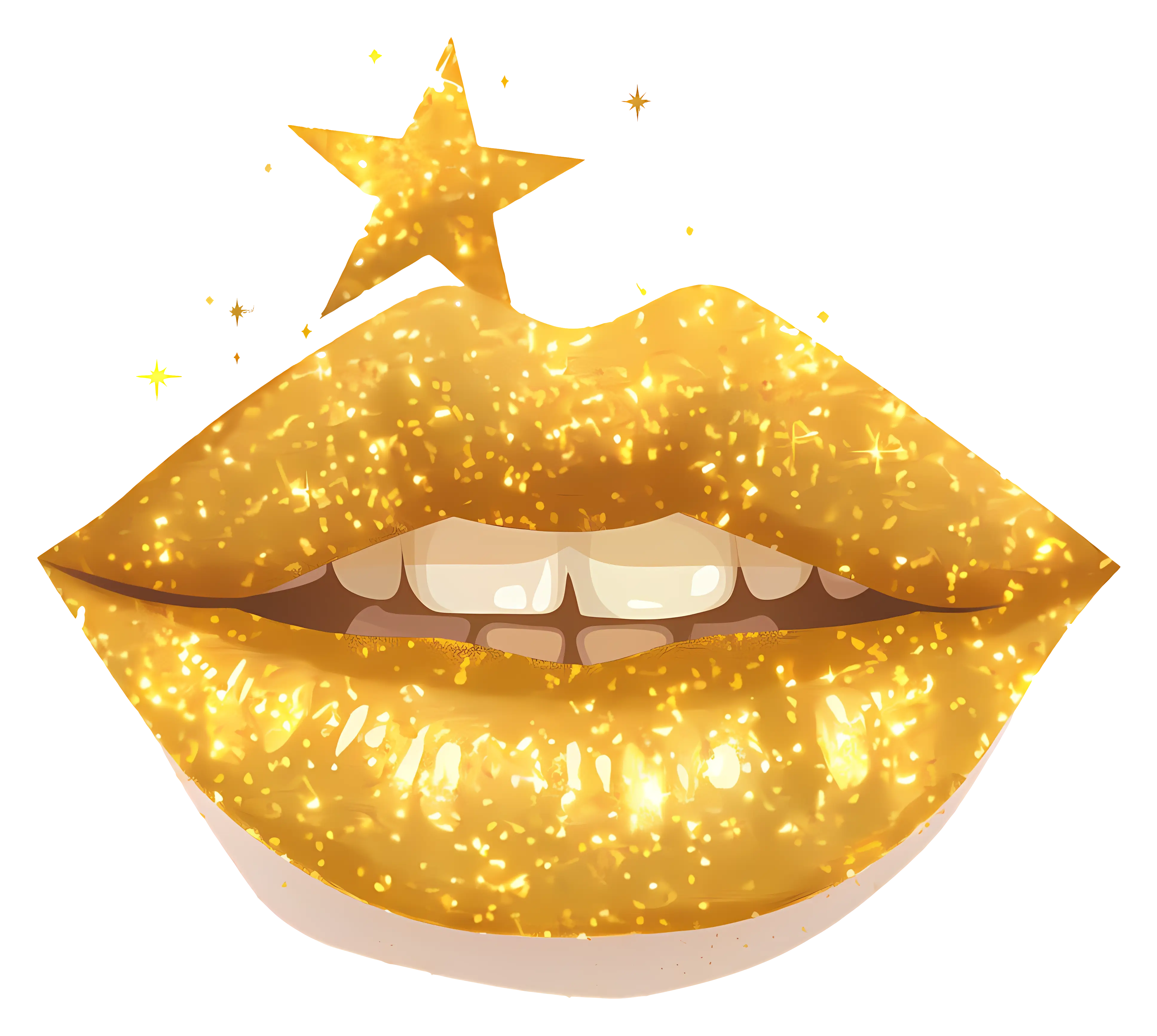 Golden Sparkling Lips with Star