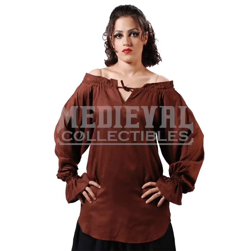 Medieval Woman in Brown Costume