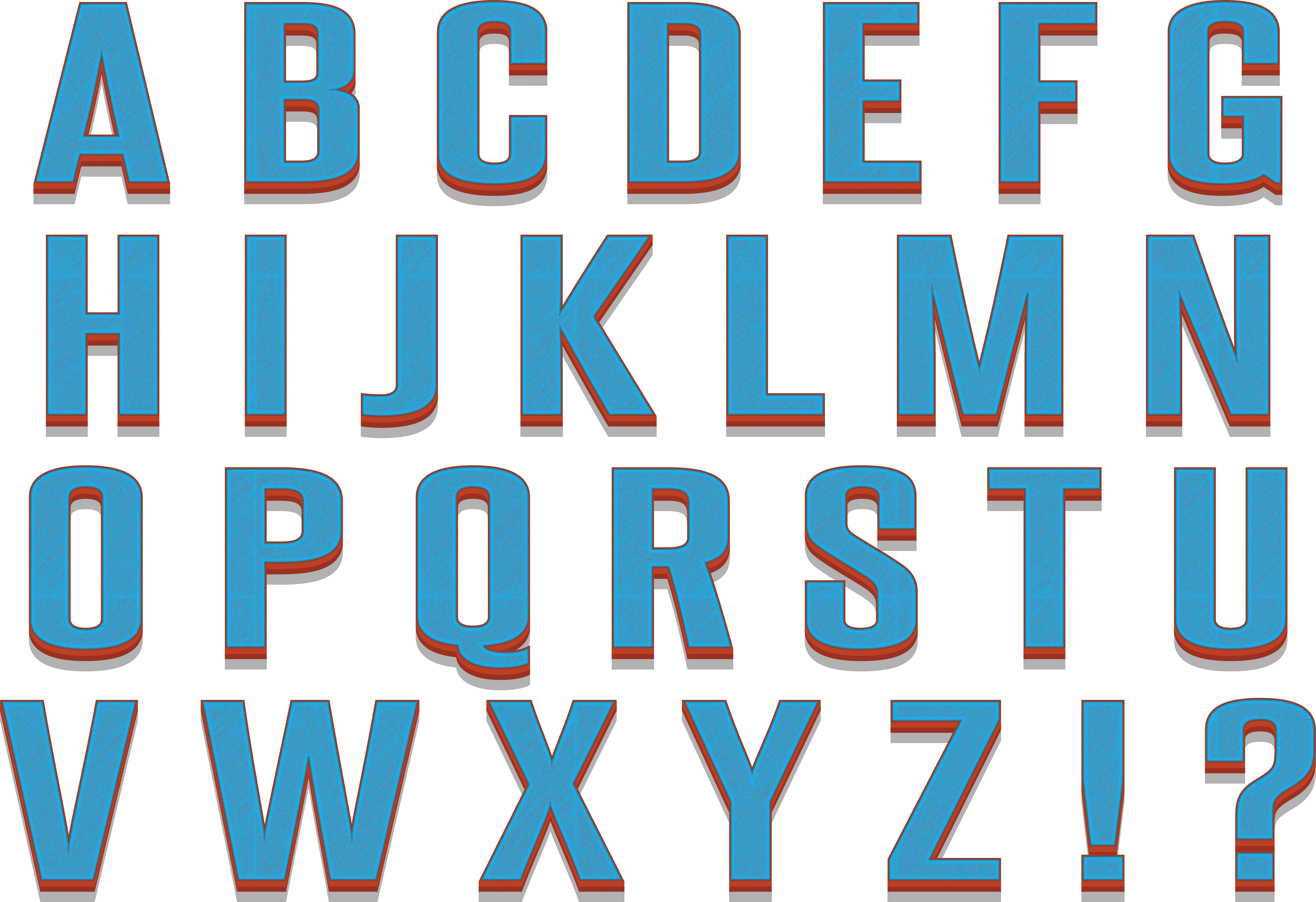 Blue Alphabet Letters for Typography