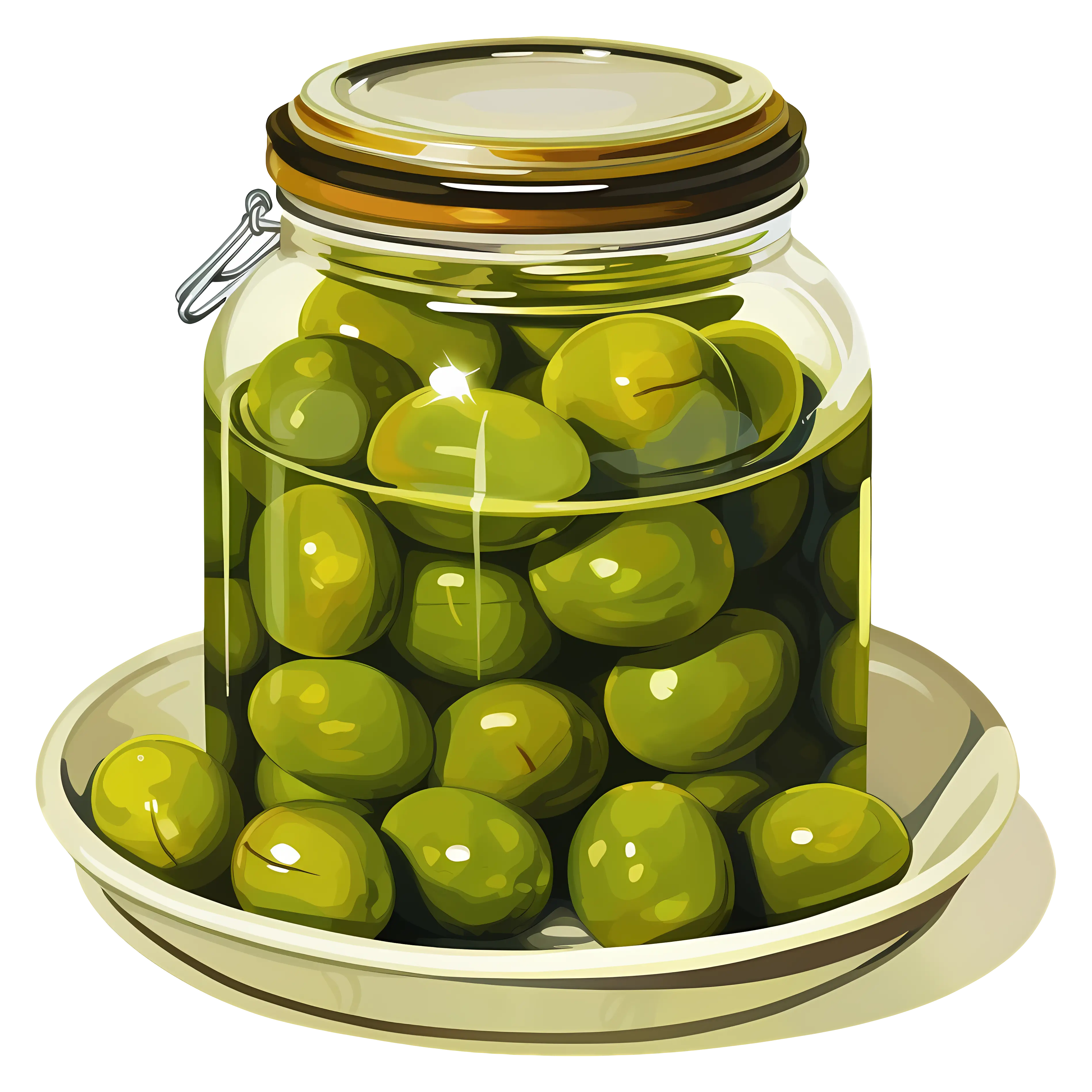 Jar of Fresh Green Olives
