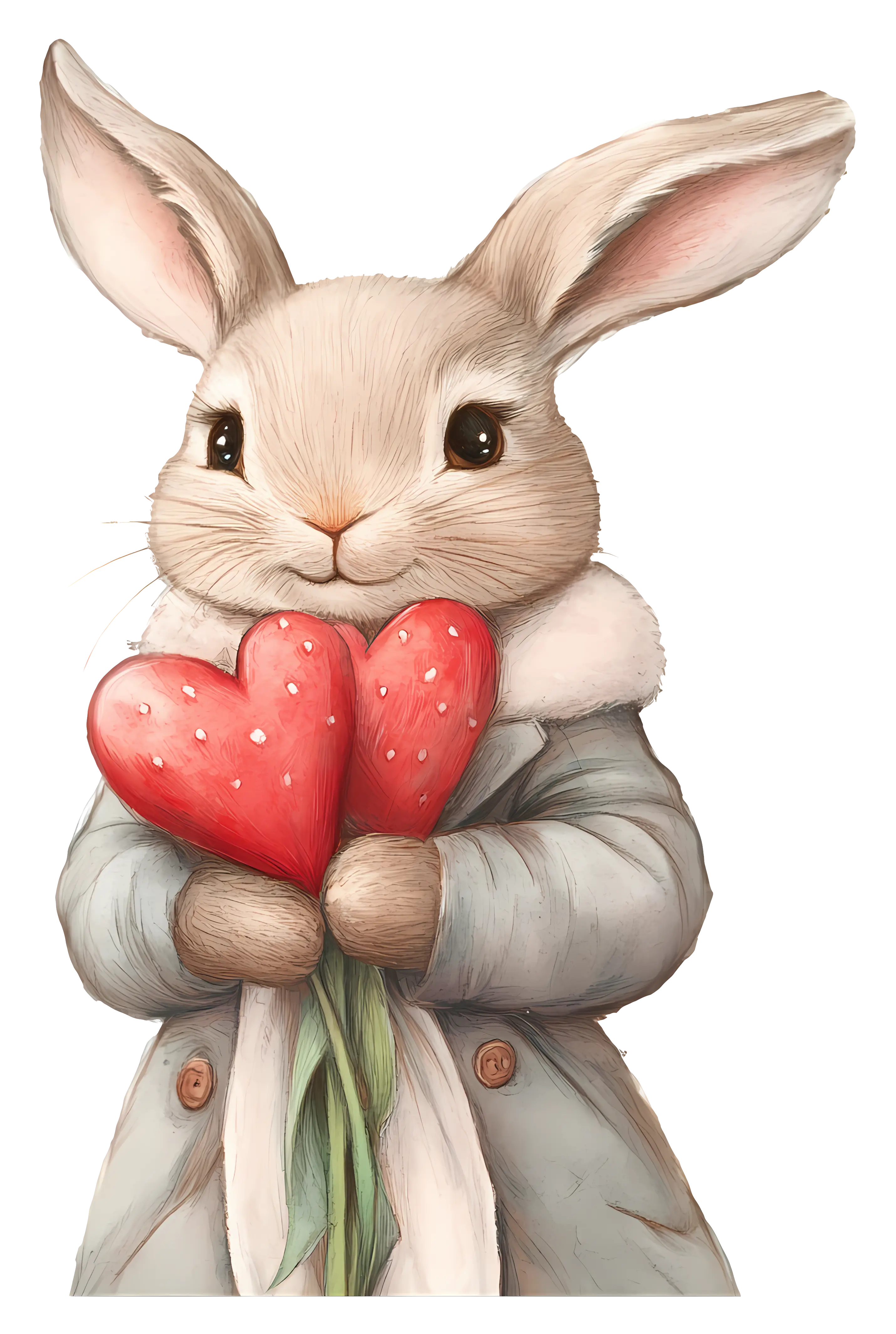 Bunny Holding Heart-Shaped Gift