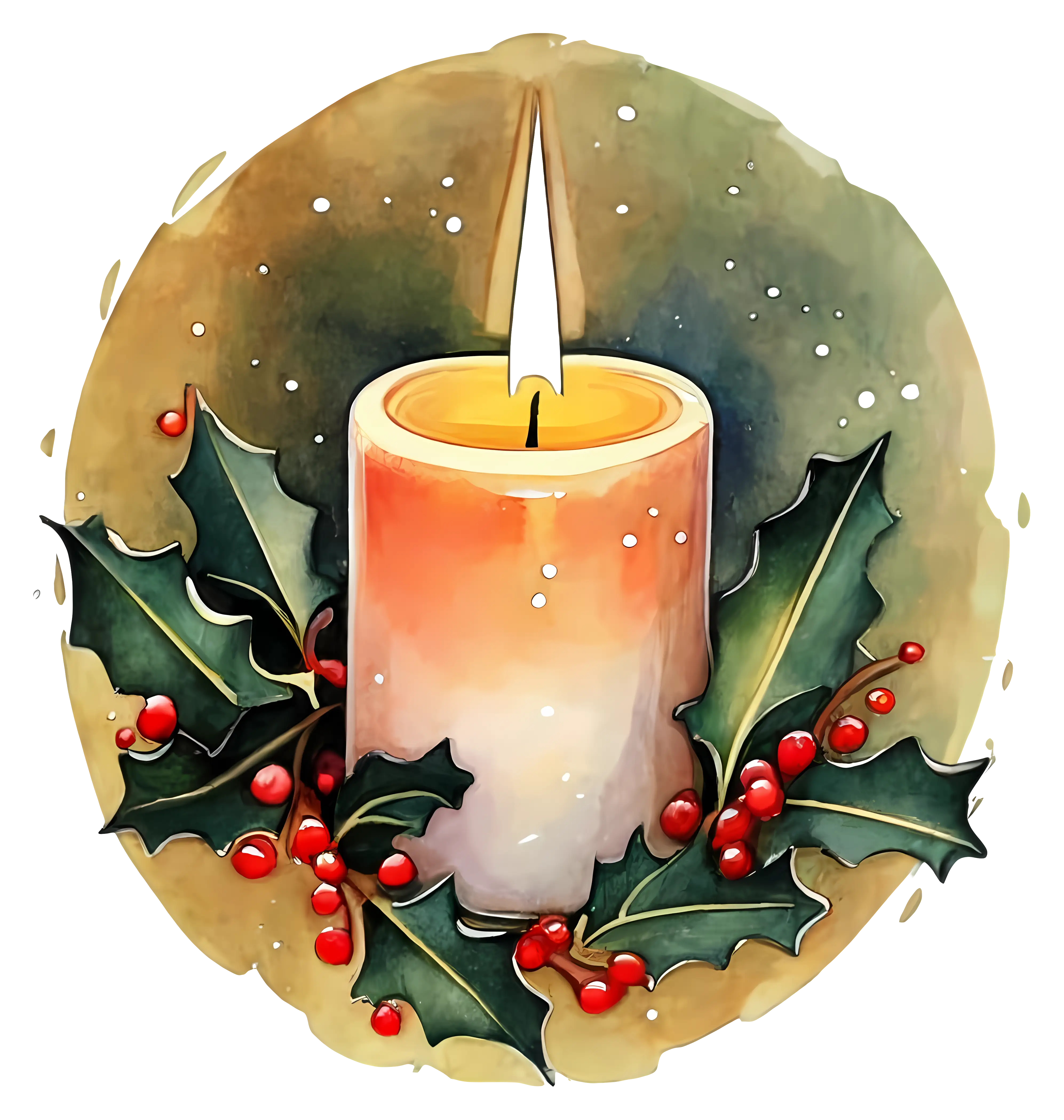 Christmas Candle with Holly