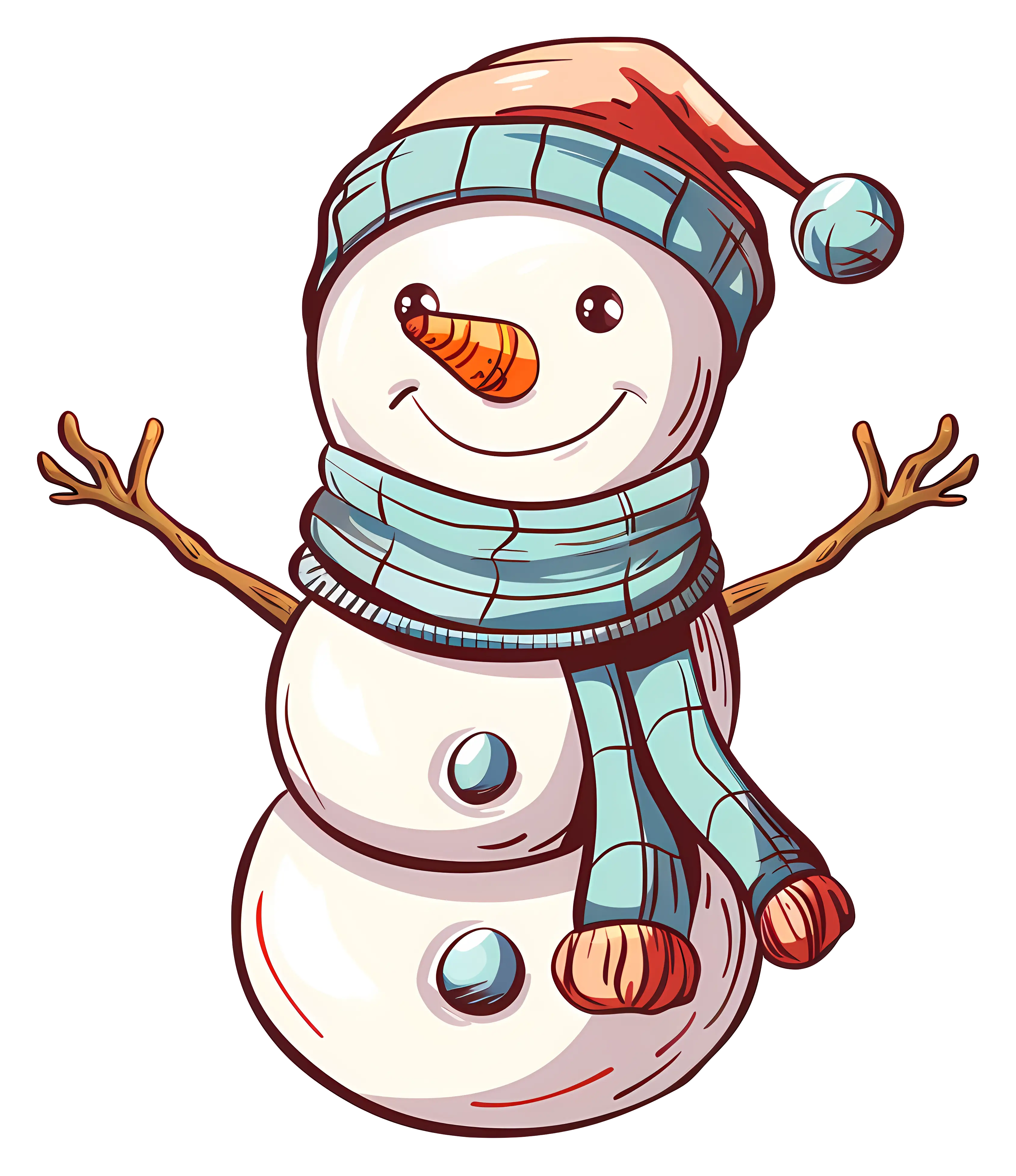 Snowman with Scarf and Hat for Winter Fun