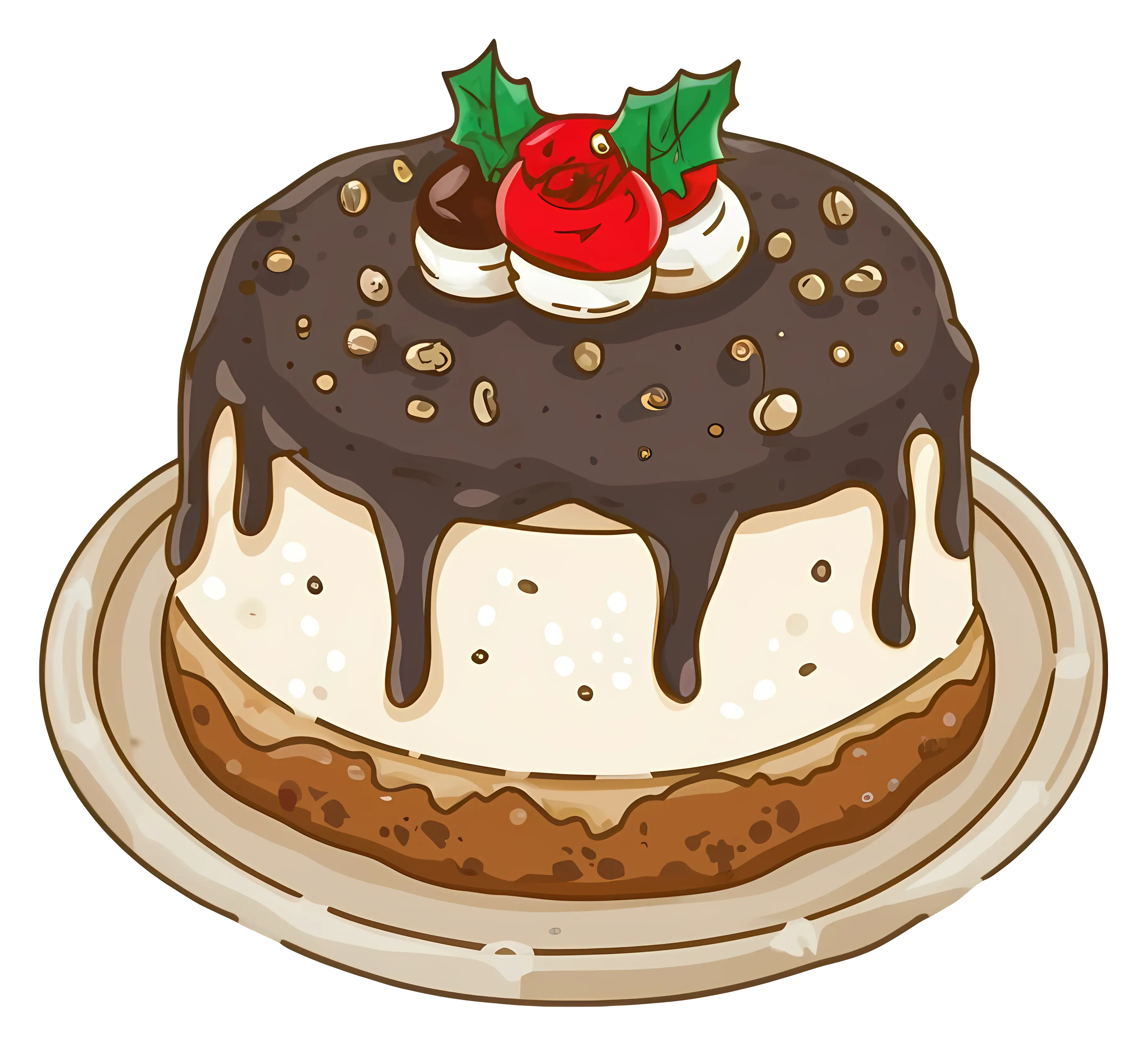 Festive Holiday Cake Illustration
