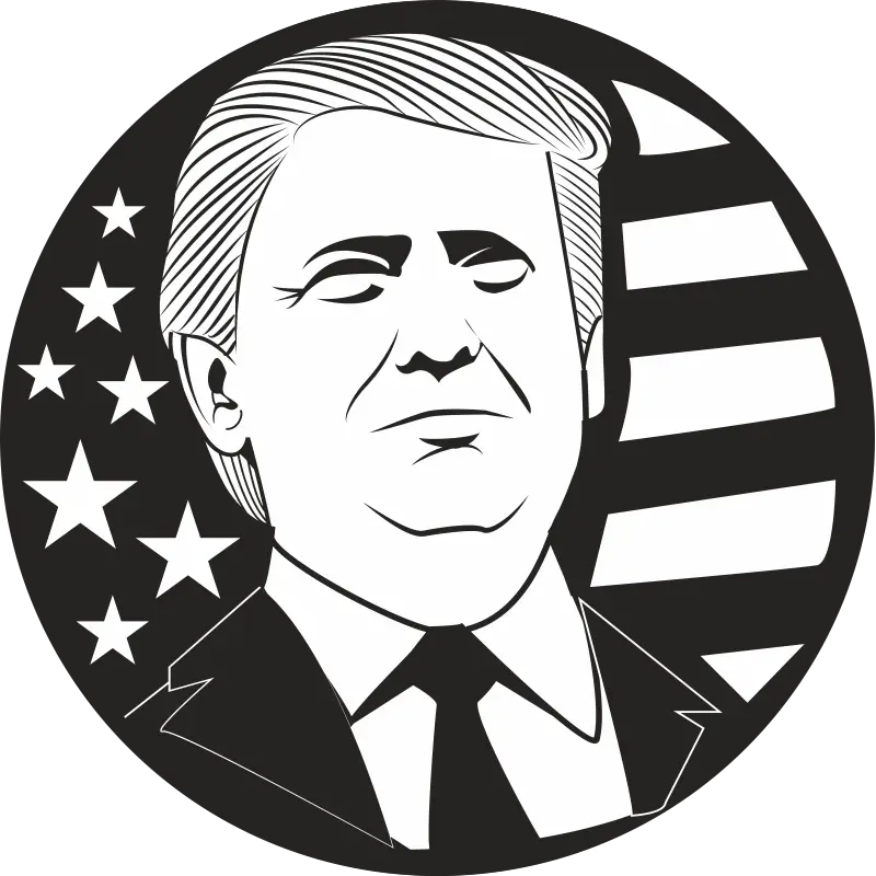 Black and White Illustration of a Political Figure