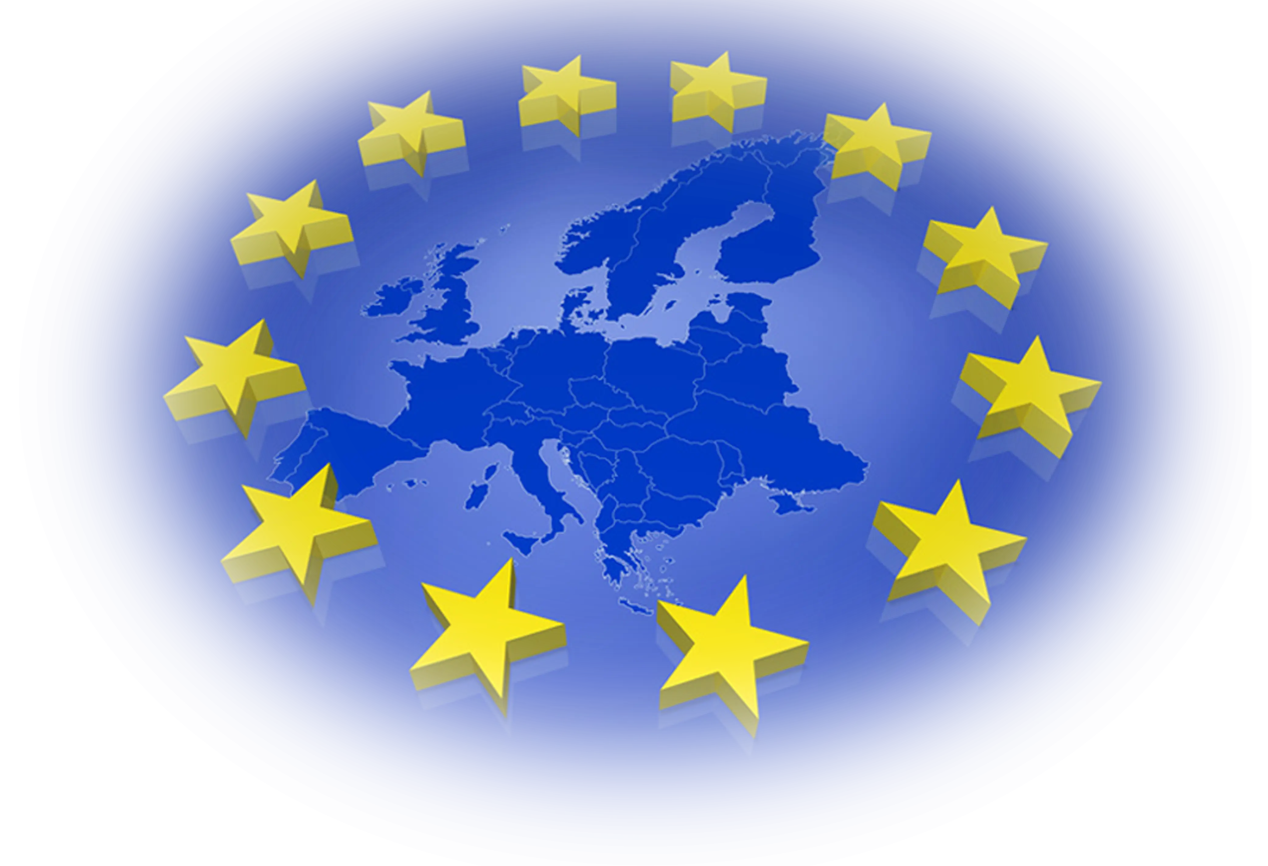 European Union Flag with Map Overlay