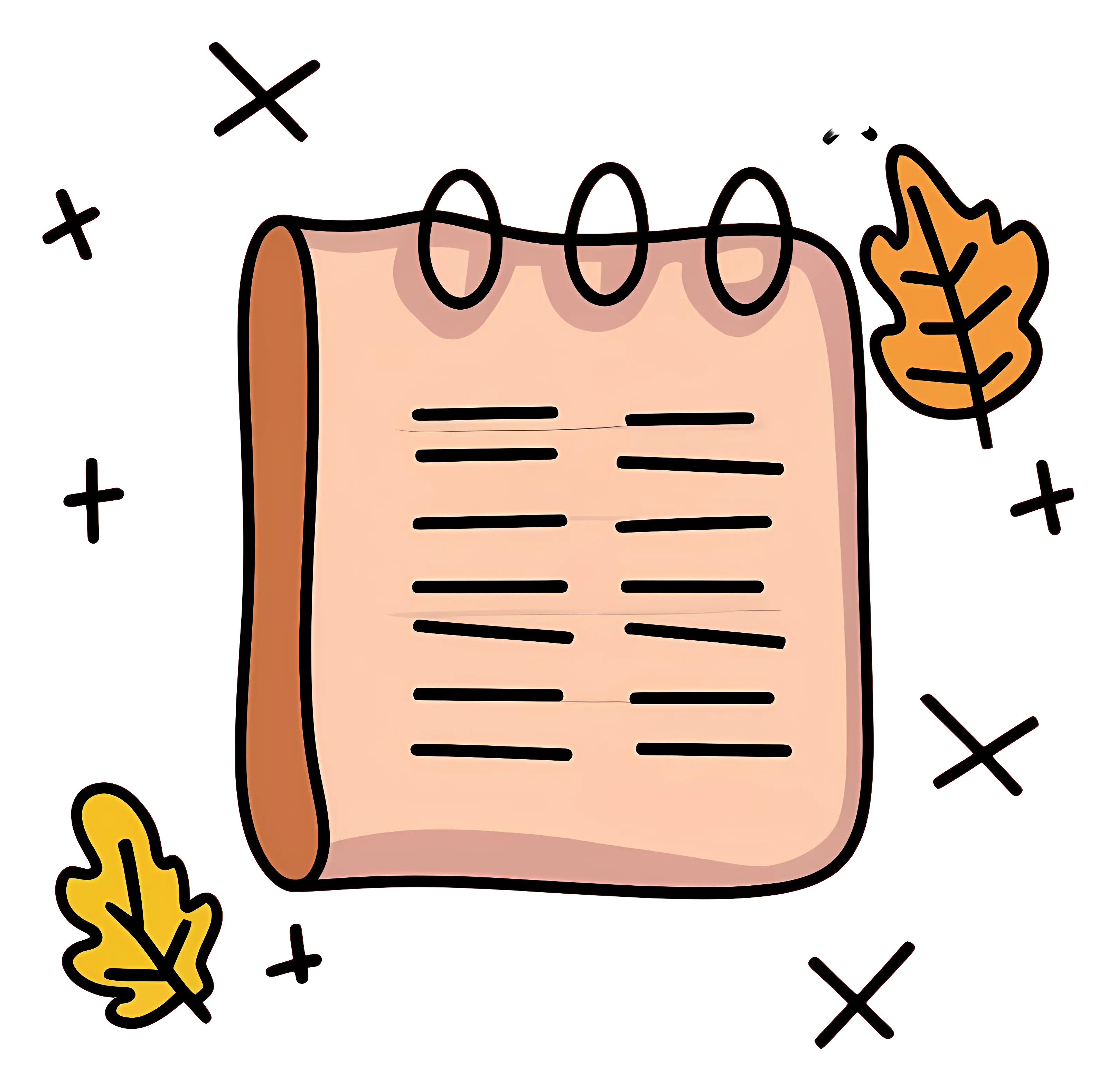 Notebook with Autumn Leaves